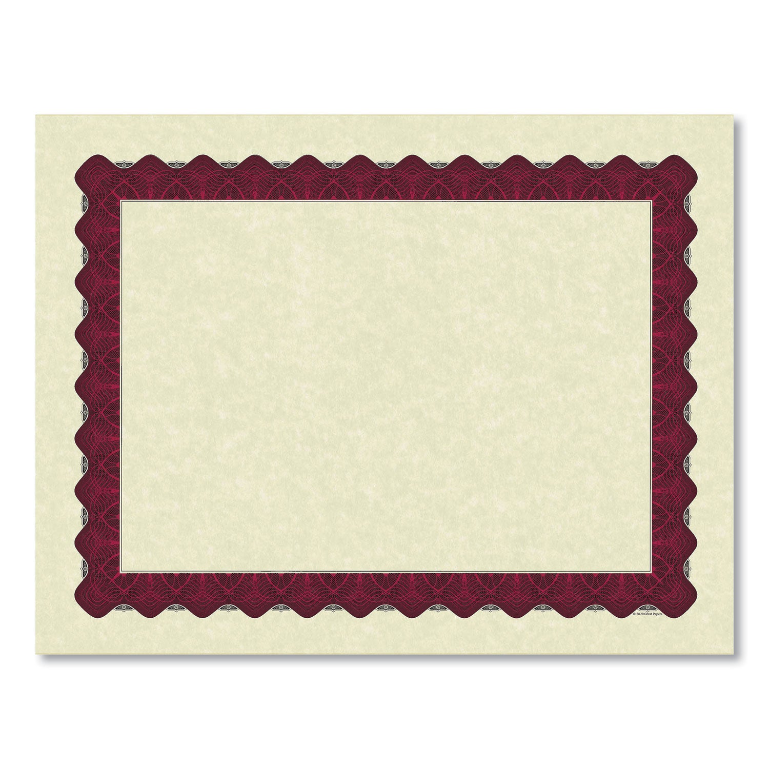 Great Papers! Metallic Border Certificates, 11 x 8.5, Ivory/Red with Red Border, 100/Pack (934100)