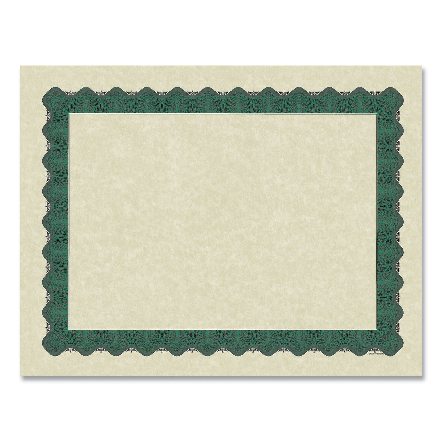 Great Papers! Metallic Border Certificates, 11 x 8.5, Ivory/Green with Green Border, 100/Pack (934200)