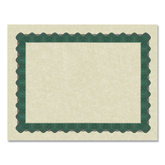 Great Papers! Metallic Border Certificates, 11 x 8.5, Ivory/Green with Green Border, 100/Pack (934200)