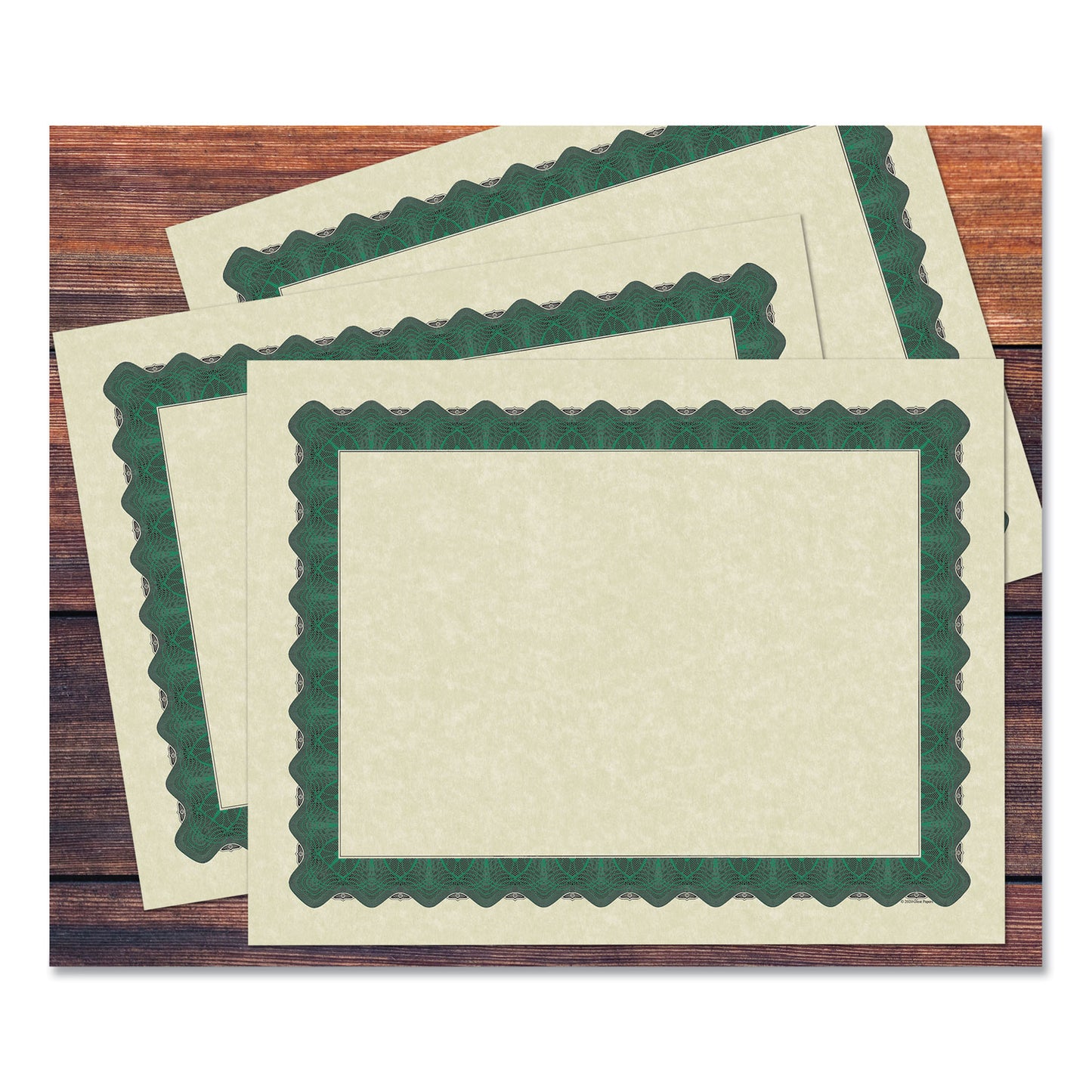 Great Papers! Metallic Border Certificates, 11 x 8.5, Ivory/Green with Green Border, 100/Pack (934200)