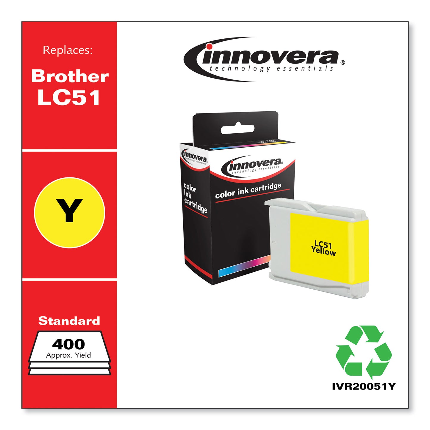 Innovera Remanufactured Yellow Ink, Replacement for LC51Y, 400 Page-Yield (20051Y)