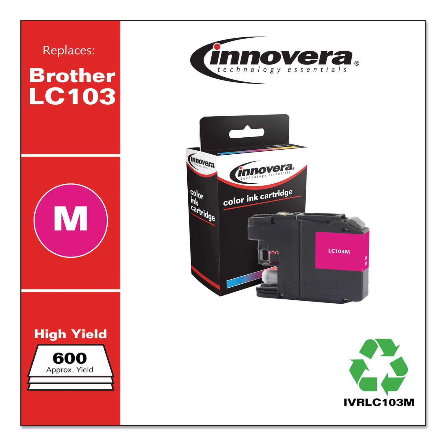Innovera Remanufactured Magenta High-Yield Ink, Replacement for LC103M, 600 Page-Yield