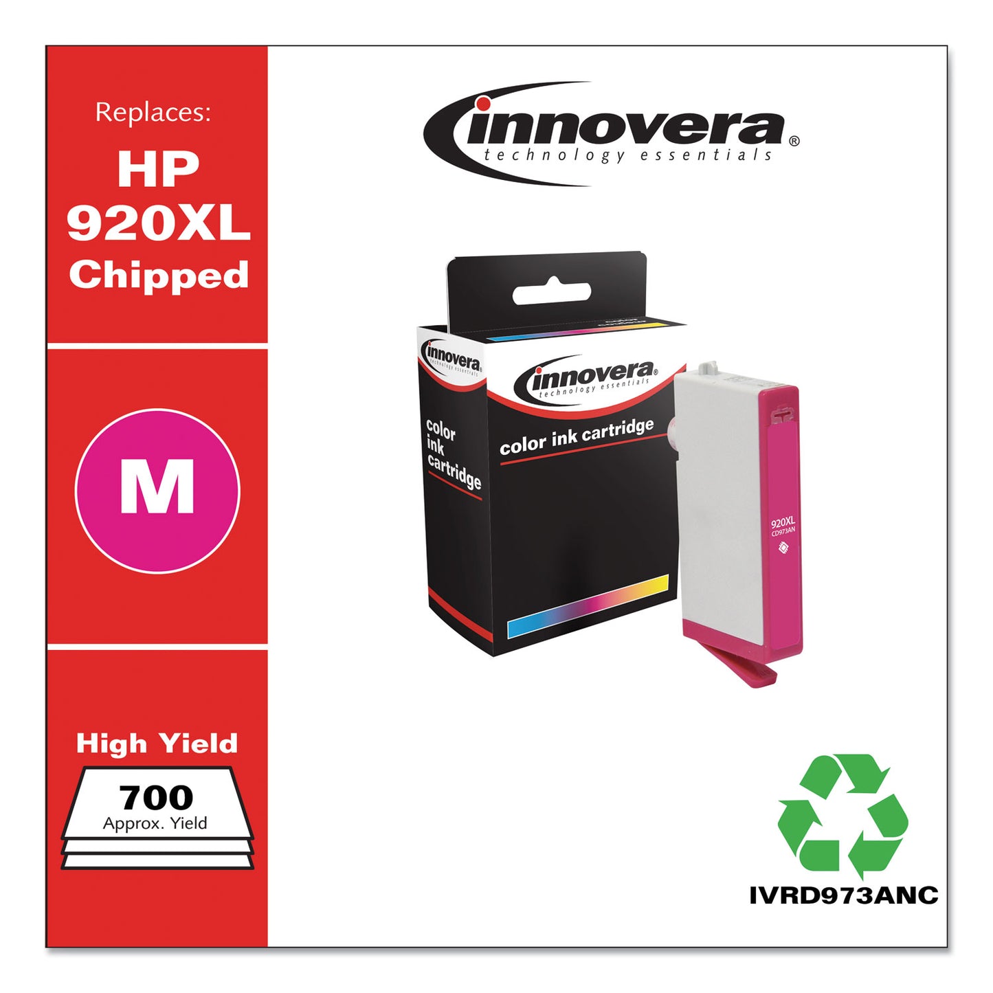 Innovera Remanufactured Magenta High-Yield Ink, Replacement for 920XL (CD973AN), 700 Page-Yield (D973ANC)