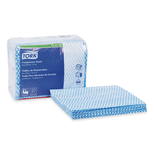 Tork Small Pack Foodservice Cloth, 1-Ply, 11.75 x 14.75, Unscented, Blue/White, 80/Poly Pack, 4 Packs/Carton (192183)