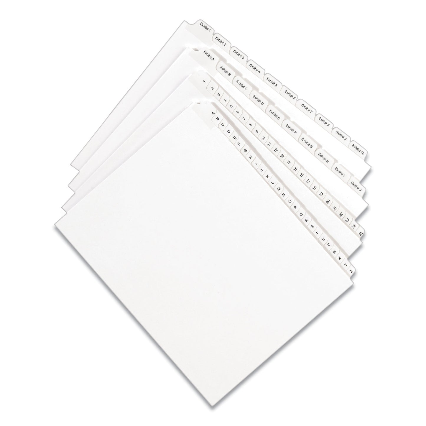 Avery Preprinted Legal Exhibit Side Tab Index Dividers, Allstate Style, 10-Tab, 11, 11 x 8.5, White, 25/Pack (82209)