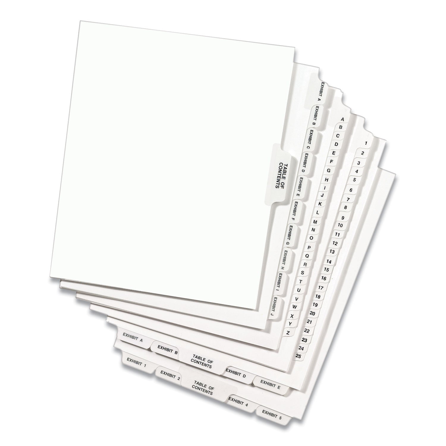 Preprinted Legal Exhibit Bottom Tab Index Dividers, Avery Style, 27-Tab, Exhibit A to Exhibit Z, 11 x 8.5, White, 1 Set (11376)