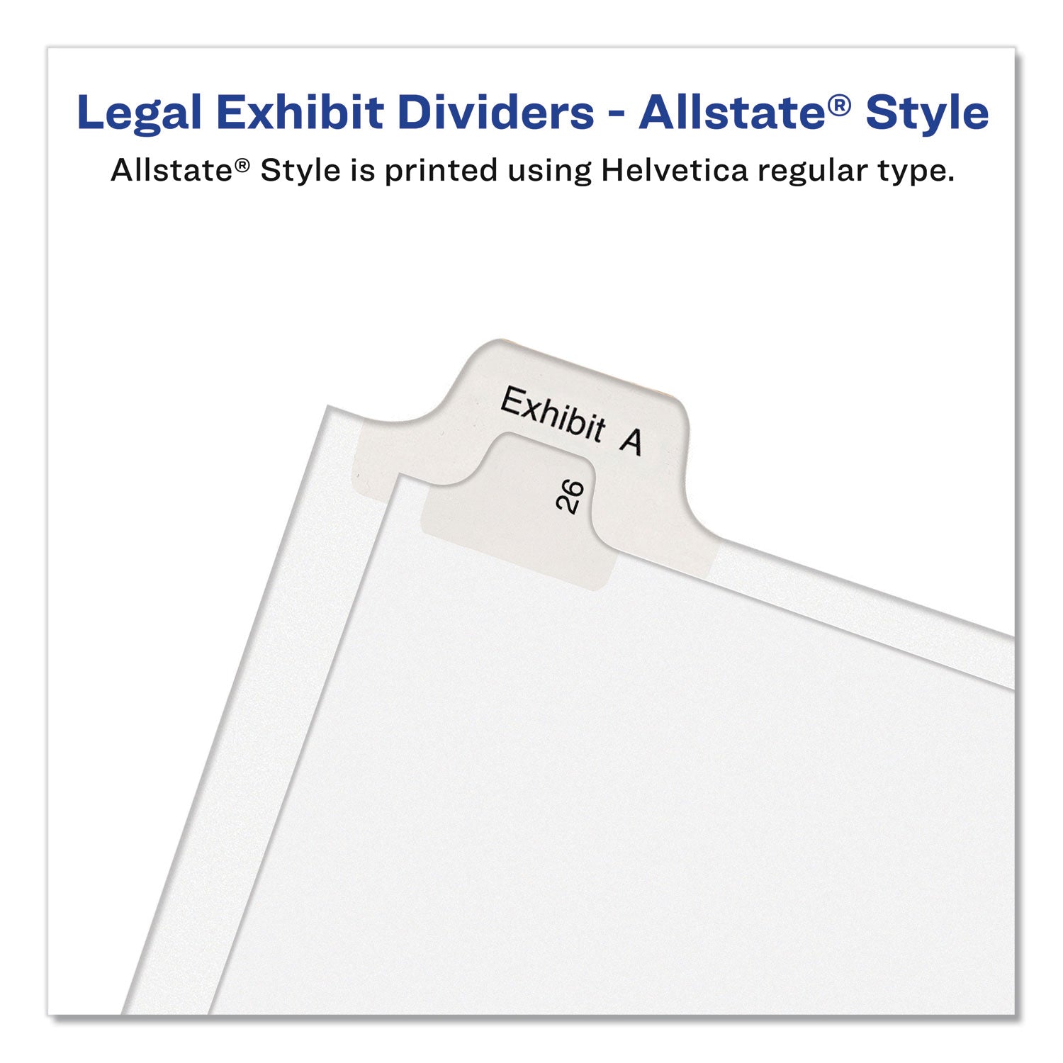 Avery Preprinted Legal Exhibit Side Tab Index Dividers, Allstate Style, 26-Tab, Exhibit A to Exhibit Z, 11 x 8.5, White, 1 Set (82105)