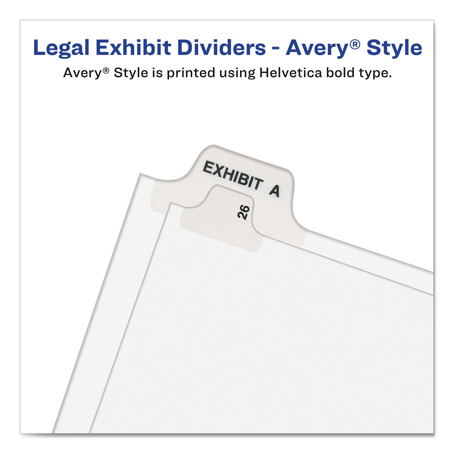 Preprinted Legal Exhibit Side Tab Index Dividers, Avery Style, 26-Tab, D, 11 x 8.5, White, 25/Pack, (1404) (01404)