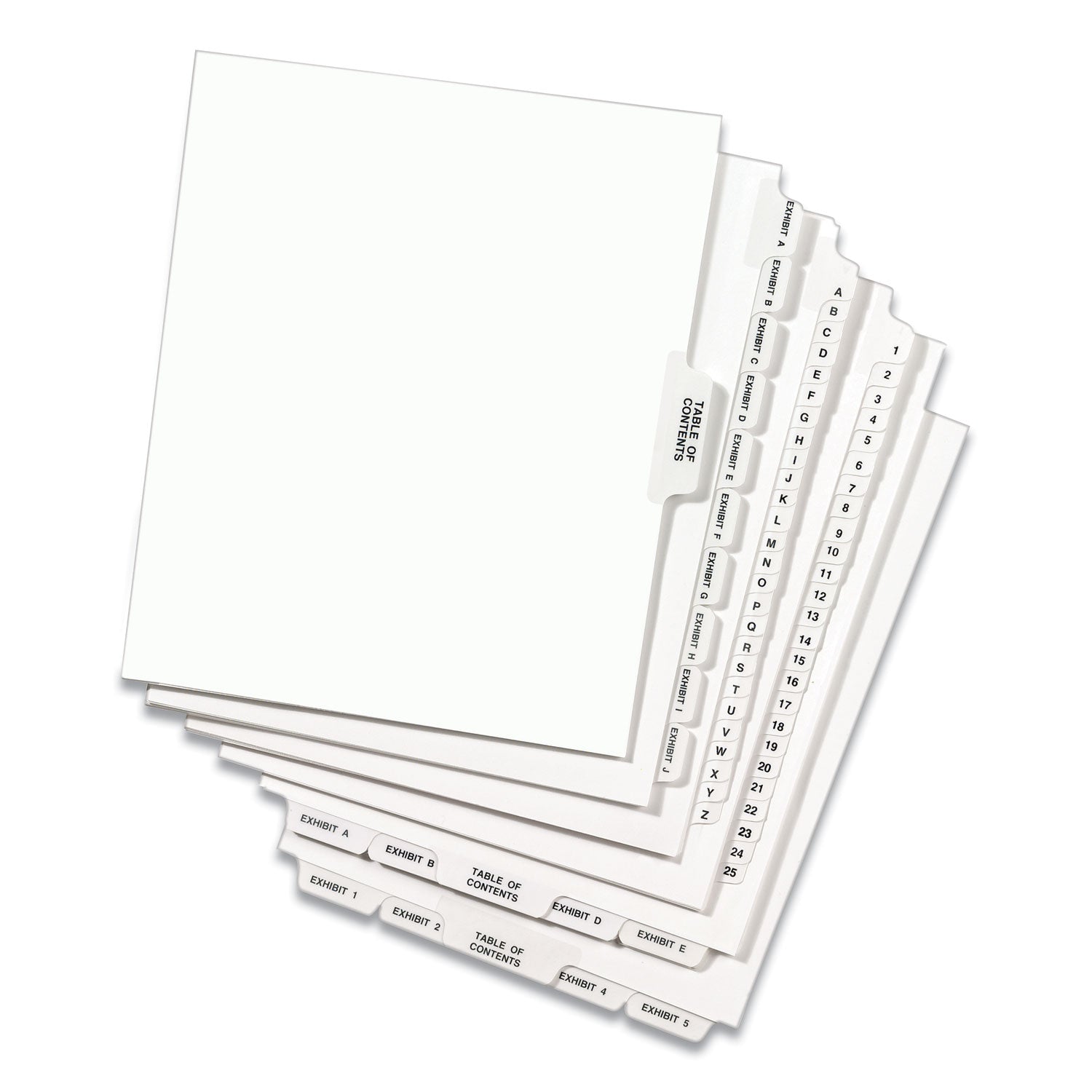 Preprinted Legal Exhibit Side Tab Index Dividers, Avery Style, 26-Tab, 51 to 75, 11 x 8.5, White, 1 Set (11396)