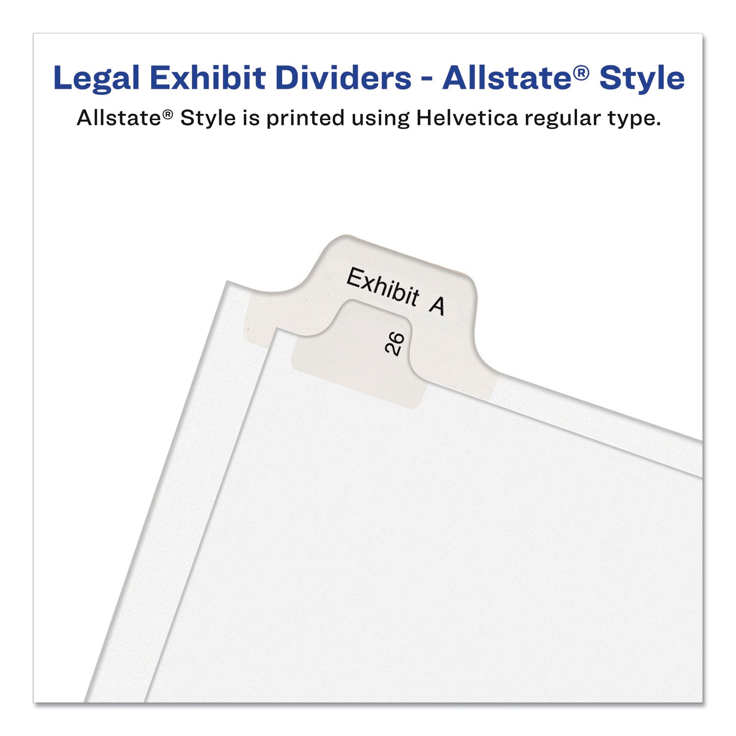 Avery Preprinted Legal Exhibit Side Tab Index Dividers, Allstate Style, 26-Tab, A to Z, 11 x 8.5, White, 1 Set, (1700) (01700)