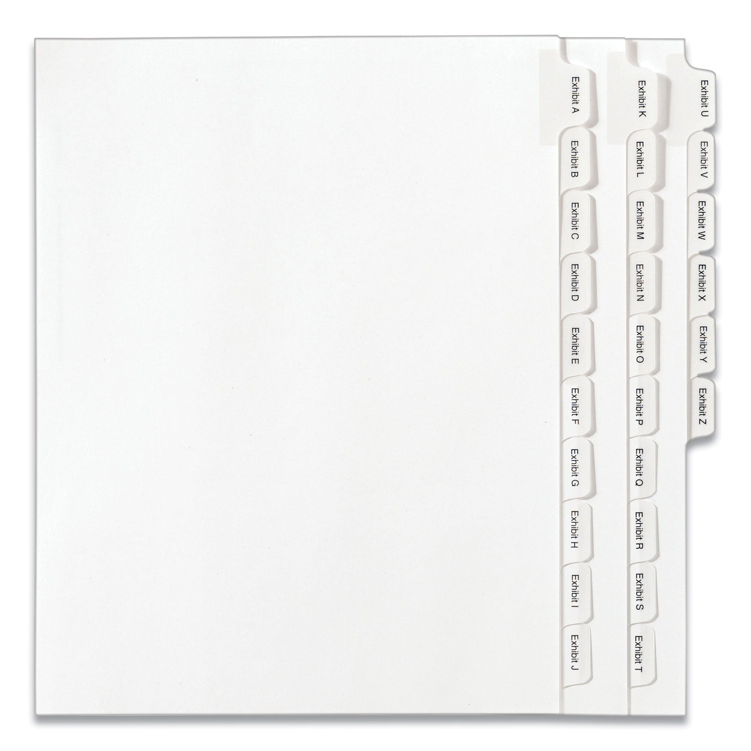 Avery Preprinted Legal Exhibit Side Tab Index Dividers, Allstate Style, 26-Tab, Exhibit A to Exhibit Z, 11 x 8.5, White, 1 Set (82105)