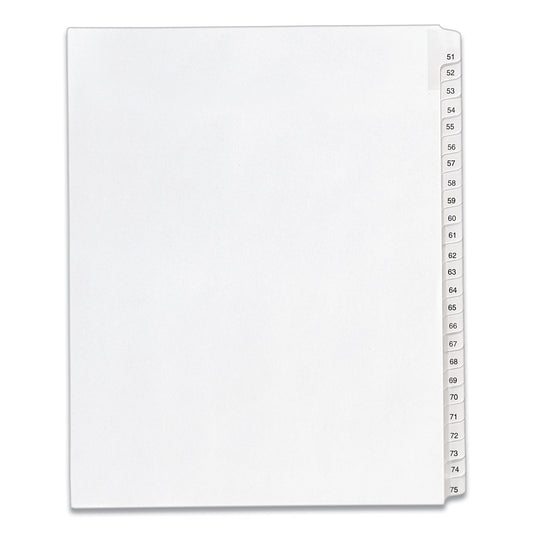 Avery Preprinted Legal Exhibit Side Tab Index Dividers, Allstate Style, 25-Tab, 51 to 75, 11 x 8.5, White, 1 Set, (1703) (01703)