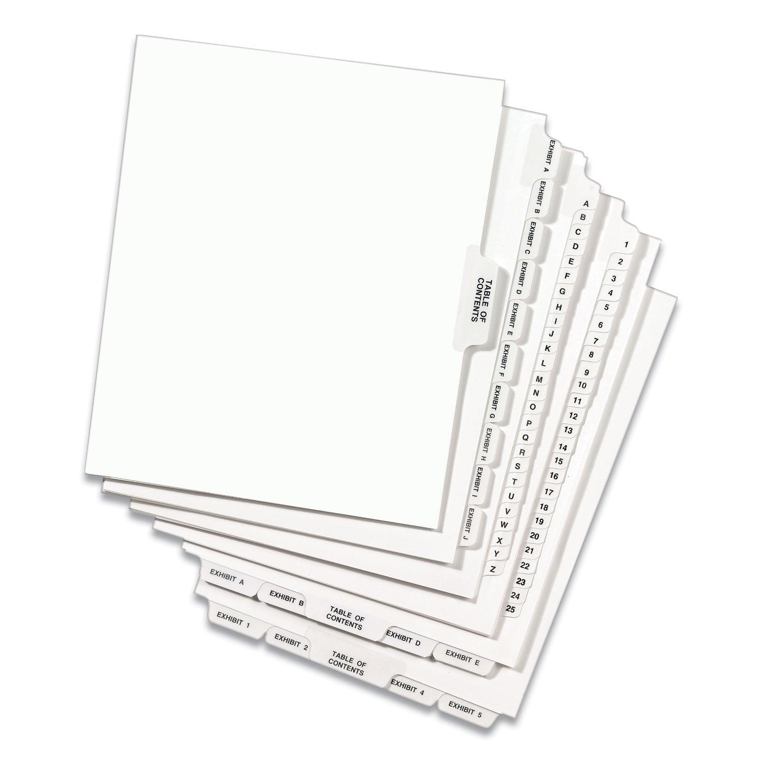 Preprinted Legal Exhibit Side Tab Index Dividers, Avery Style, 25-Tab, 1 to 25, 11 x 8.5, White, 1 Set, (1330) (01330)