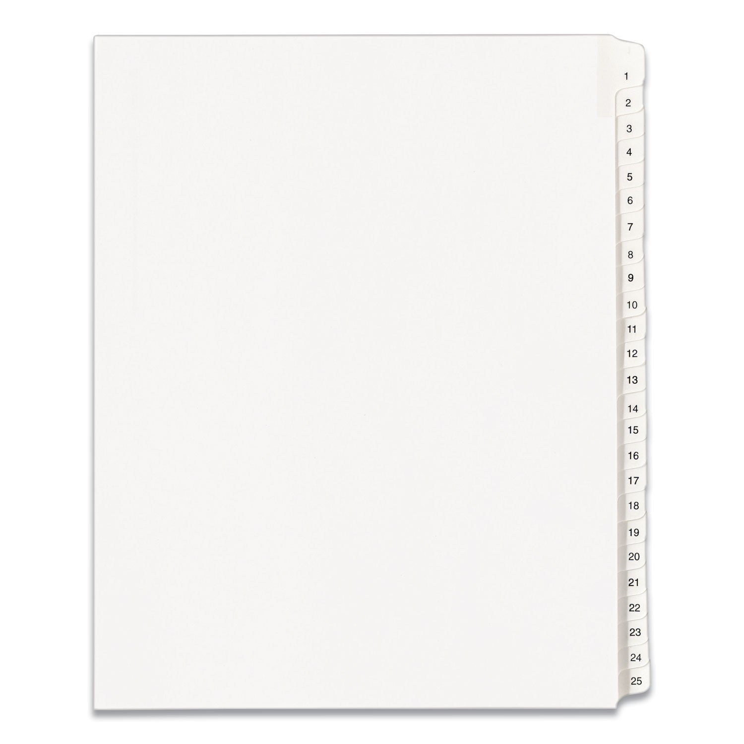 Avery Preprinted Legal Exhibit Side Tab Index Dividers, Allstate Style, 25-Tab, 1 to 25, 11 x 8.5, White, 1 Set, (1701) (01701)