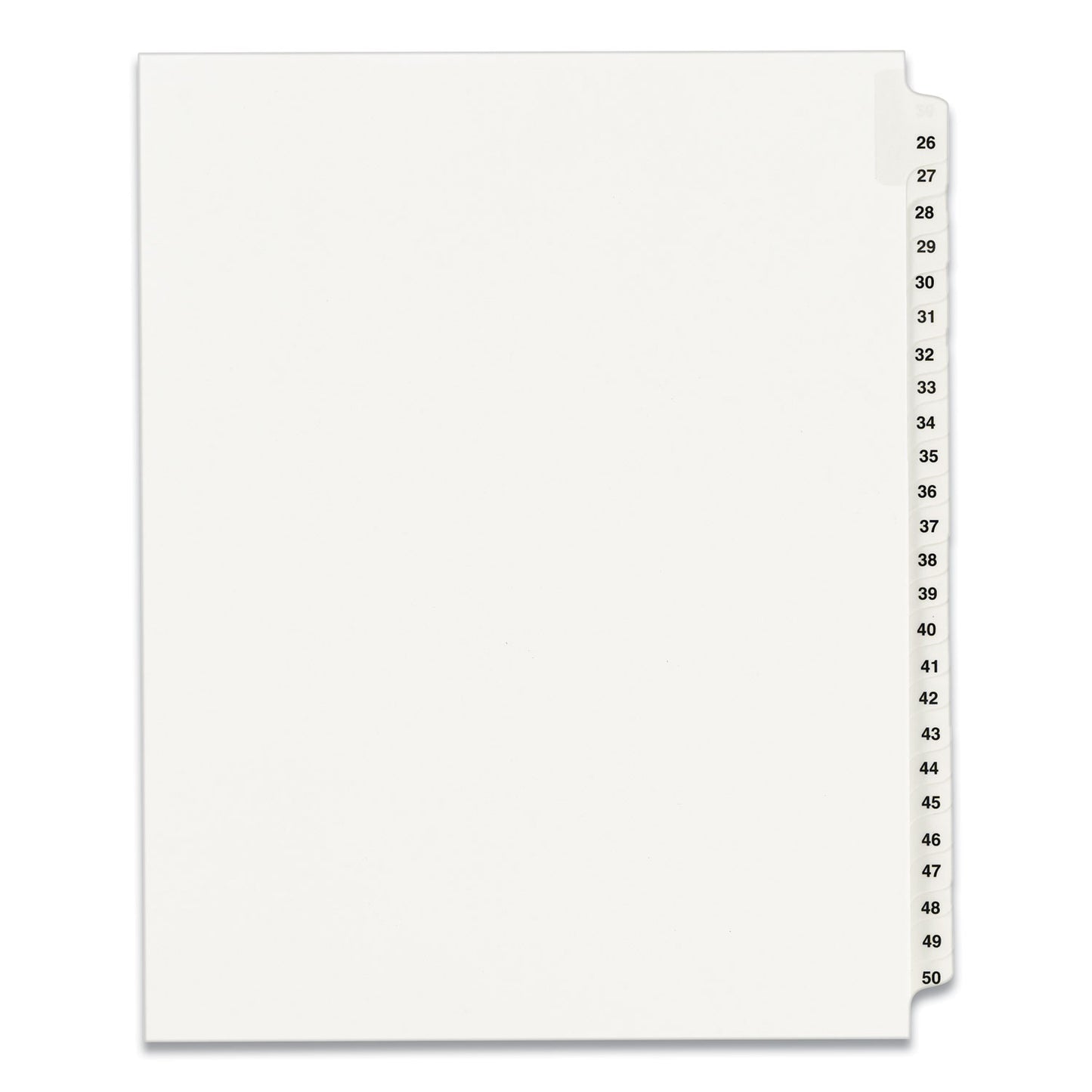 Preprinted Legal Exhibit Side Tab Index Dividers, Avery Style, 25-Tab, 26 to 50, 11 x 8.5, White, 1 Set, (1331) (01331)