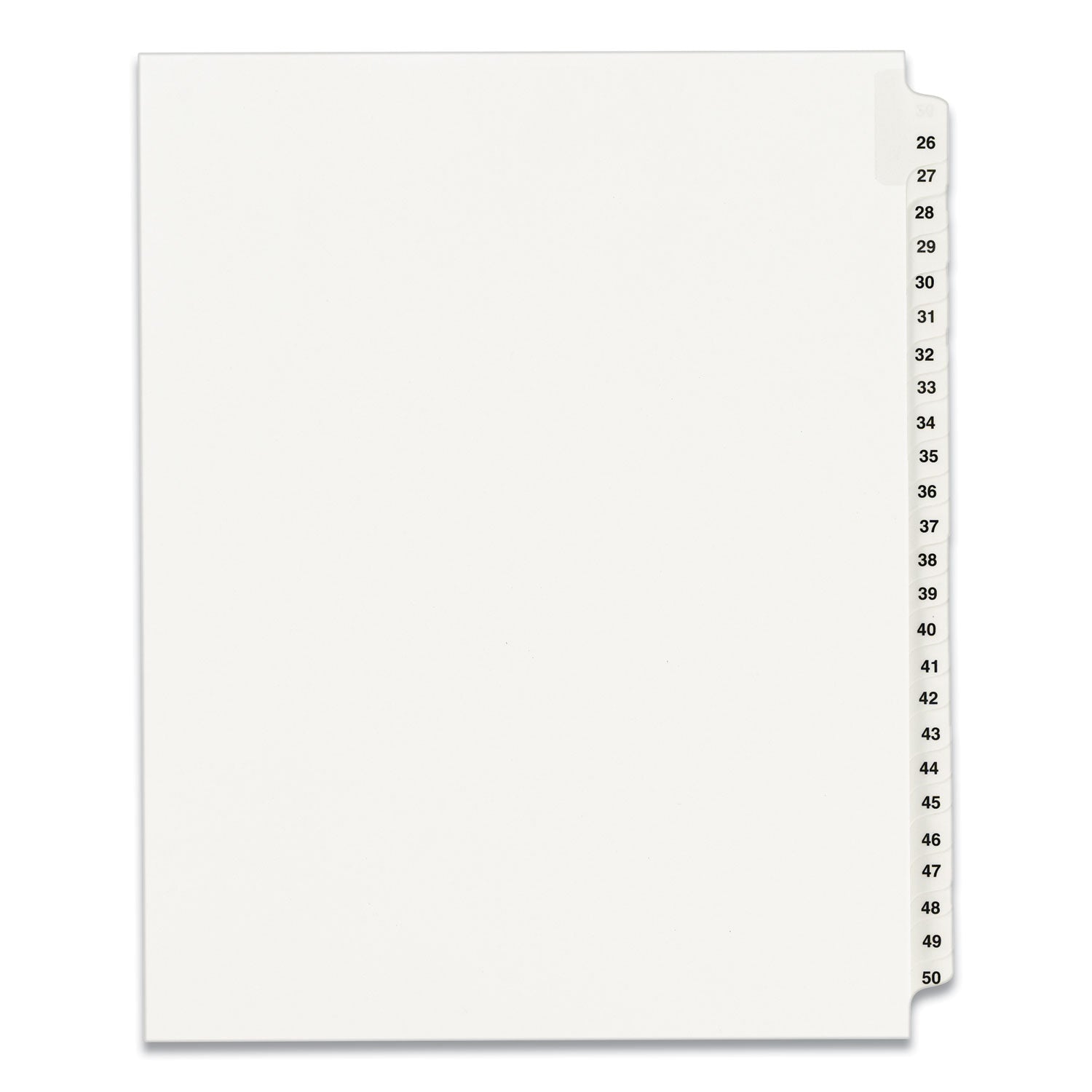 Preprinted Legal Exhibit Side Tab Index Dividers, Avery Style, 25-Tab, 26 to 50, 11 x 8.5, White, 1 Set, (1331) (01331)