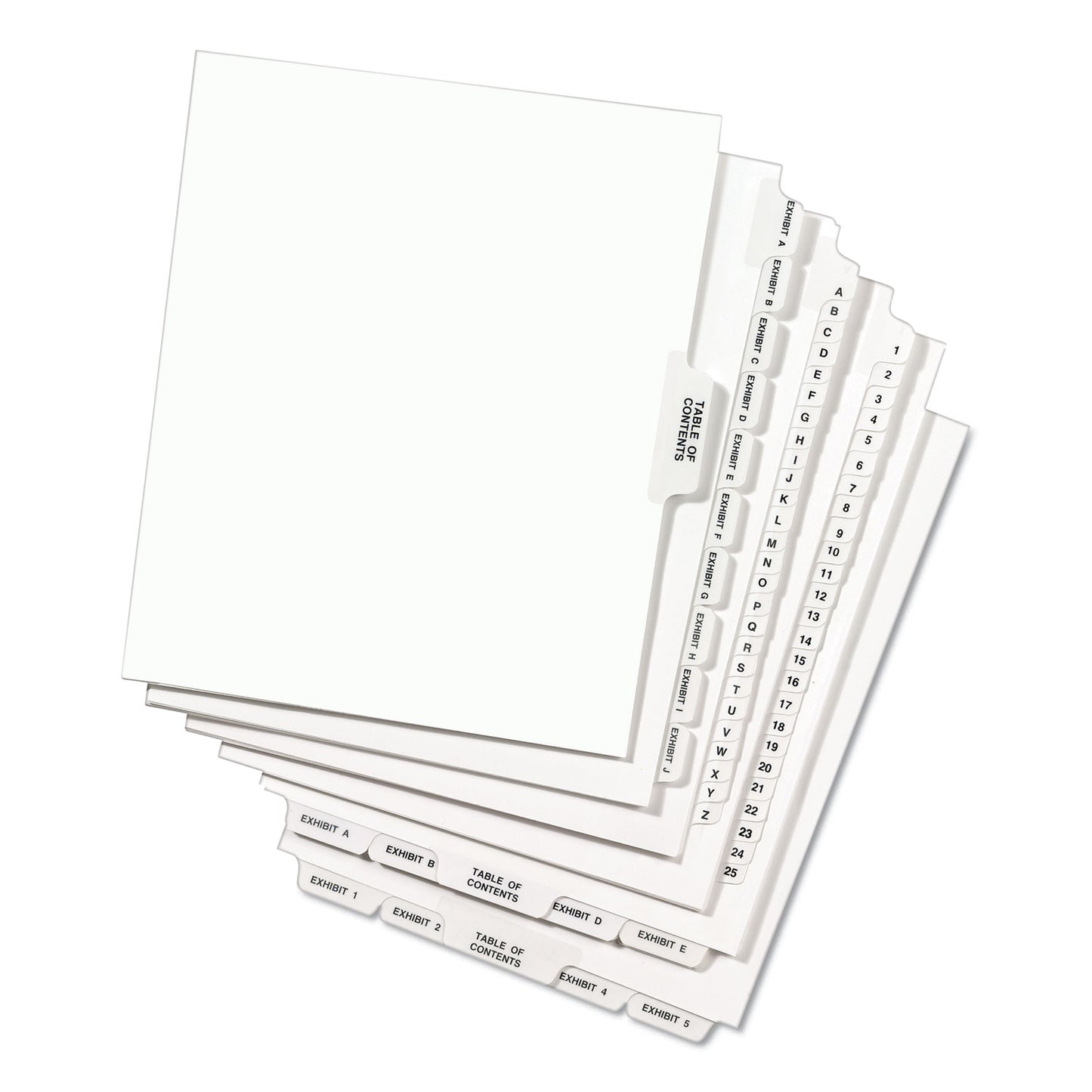 Preprinted Legal Exhibit Side Tab Index Dividers, Avery Style, 26-Tab, D, 11 x 8.5, White, 25/Pack, (1404) (01404)