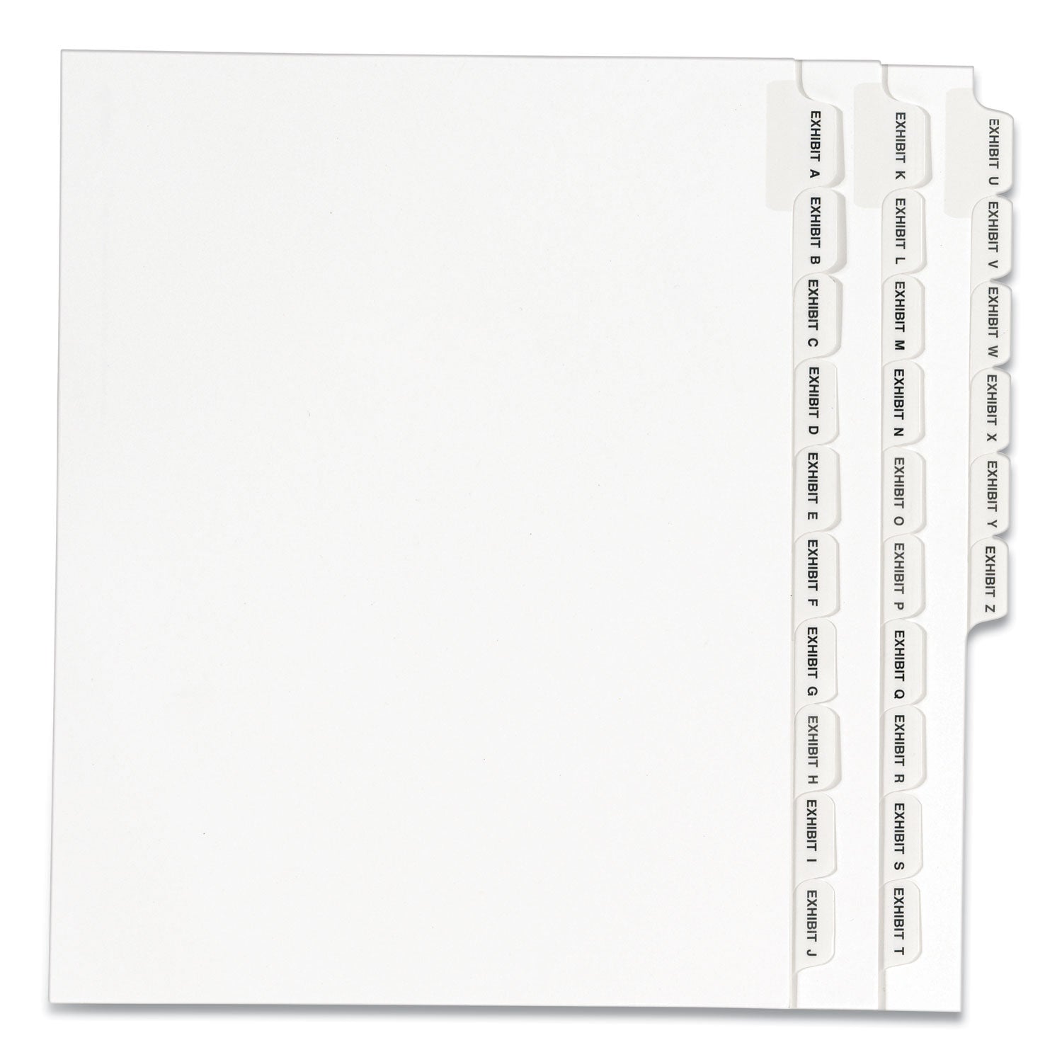 Preprinted Legal Exhibit Side Tab Index Dividers, Avery Style, 26-Tab, Exhibit A to Exhibit Z, 11 x 8.5, White, 1 Set, (1370) (01370)