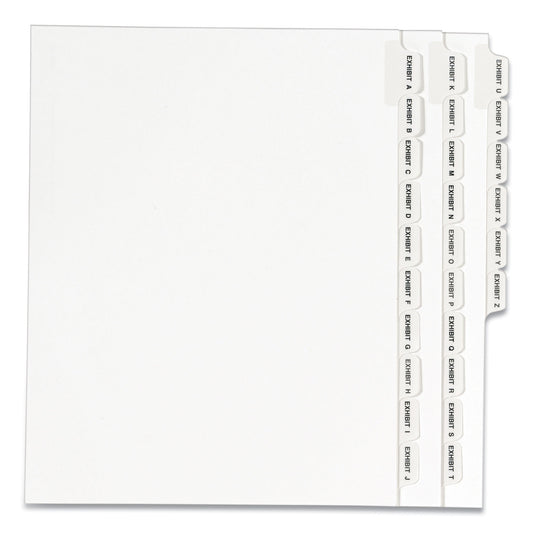 Preprinted Legal Exhibit Side Tab Index Dividers, Avery Style, 26-Tab, Exhibit A to Exhibit Z, 11 x 8.5, White, 1 Set, (1370) (01370)