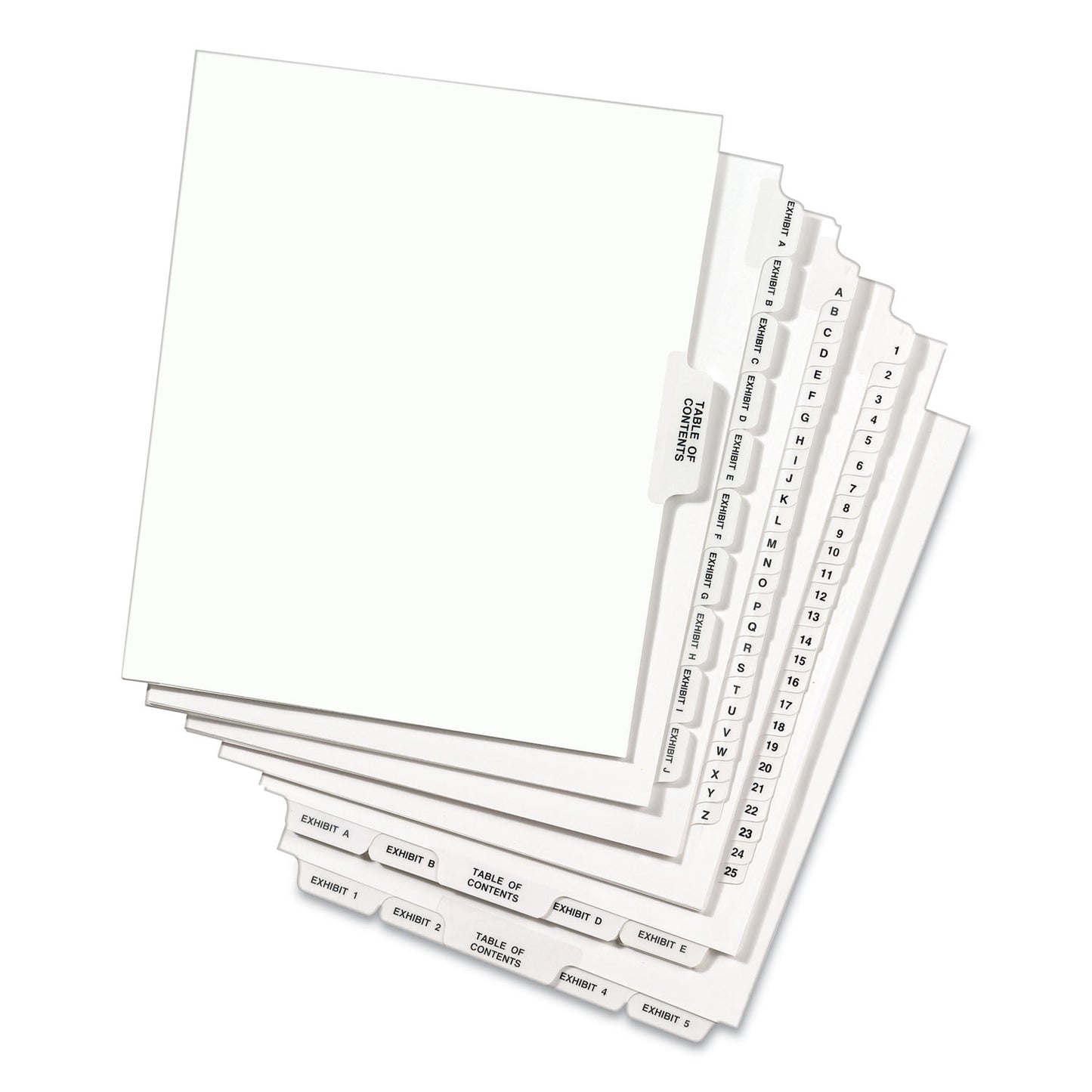 Preprinted Legal Exhibit Side Tab Index Dividers, Avery Style, 10-Tab, 10, 11 x 8.5, White, 25/Pack (11920)