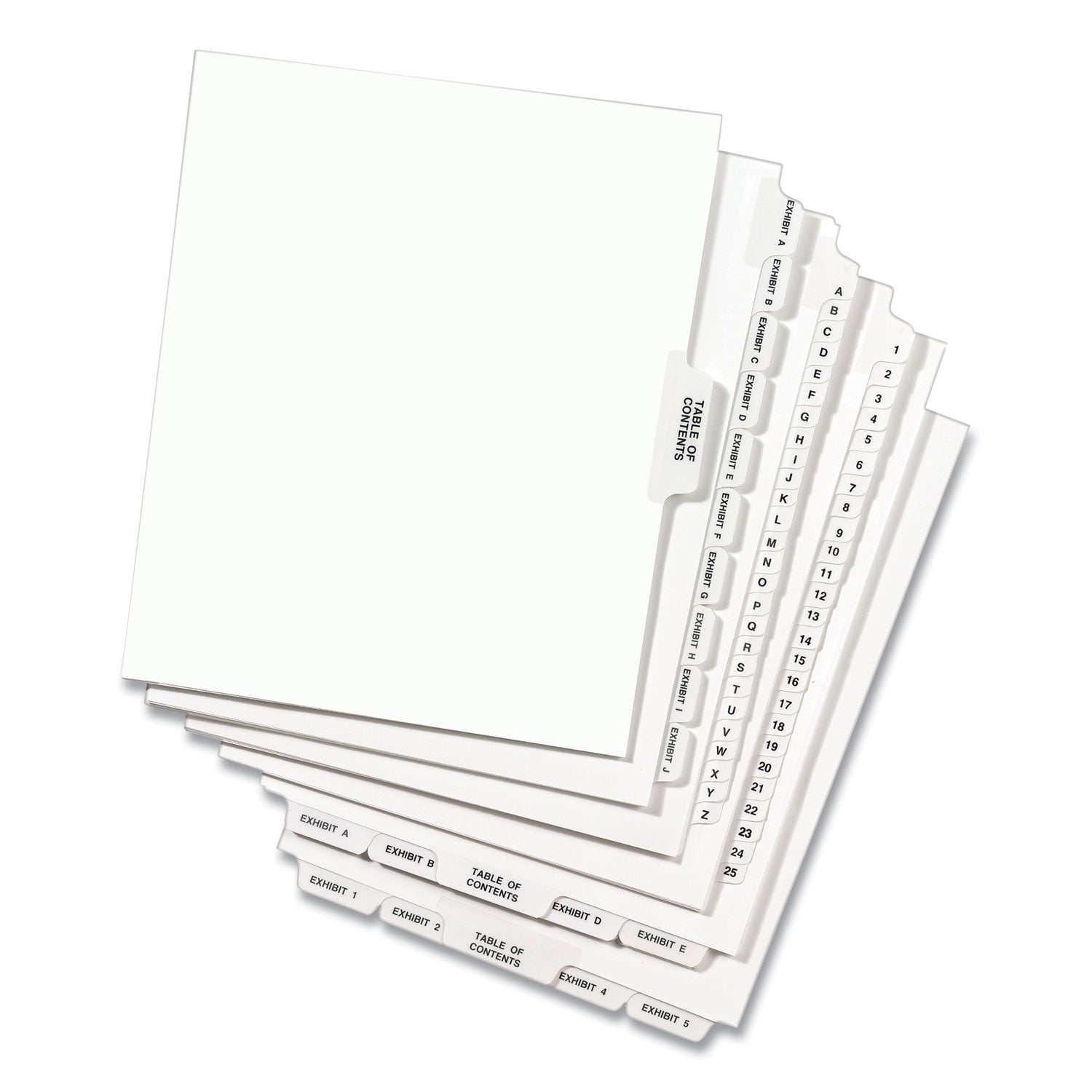 Preprinted Legal Exhibit Side Tab Index Dividers, Avery Style, 25-Tab, 26 to 50, 11 x 8.5, White, 1 Set, (1331) (01331)