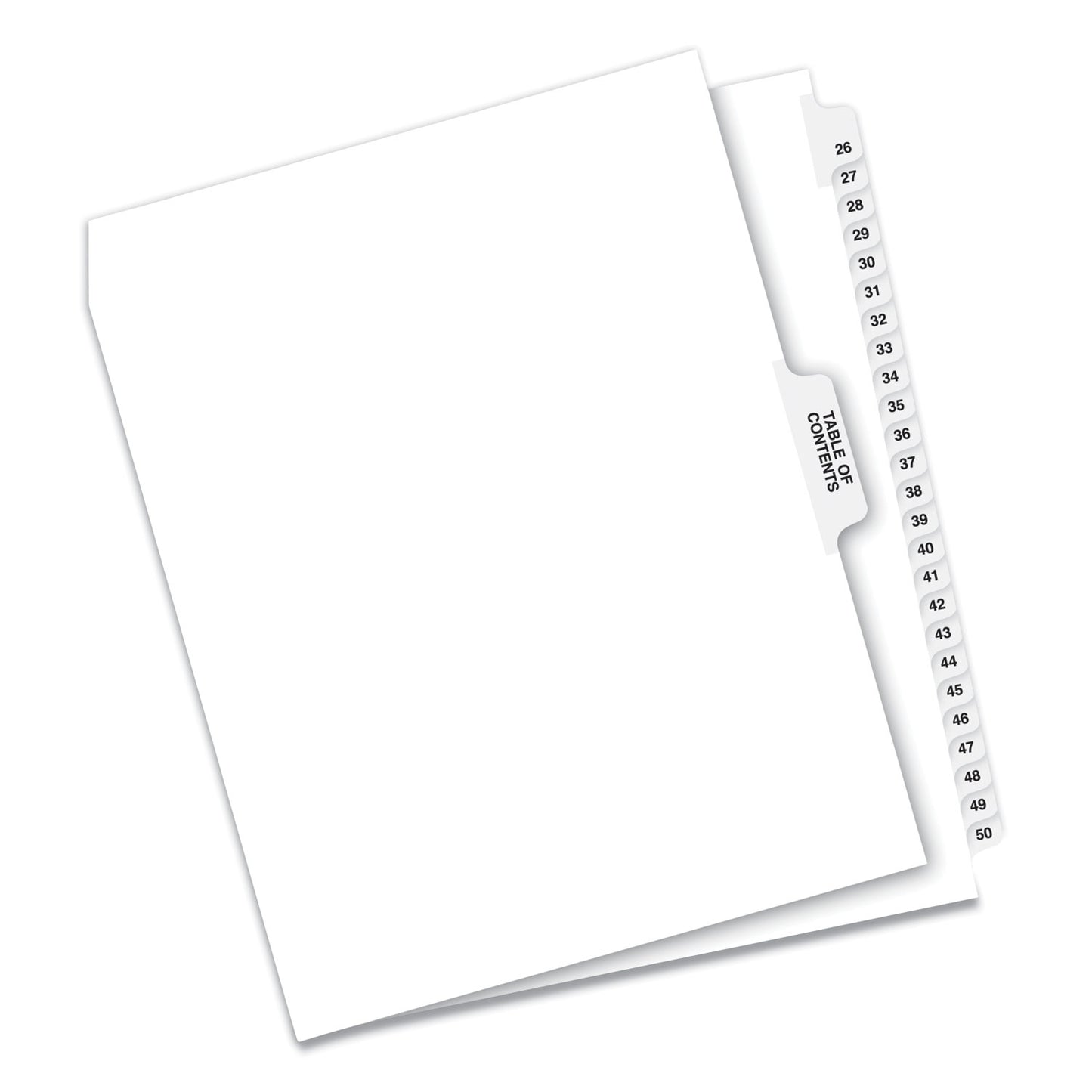 Preprinted Legal Exhibit Side Tab Index Dividers, Avery Style, 26-Tab, 26 to 50, 11 x 8.5, White, 1 Set (11372)