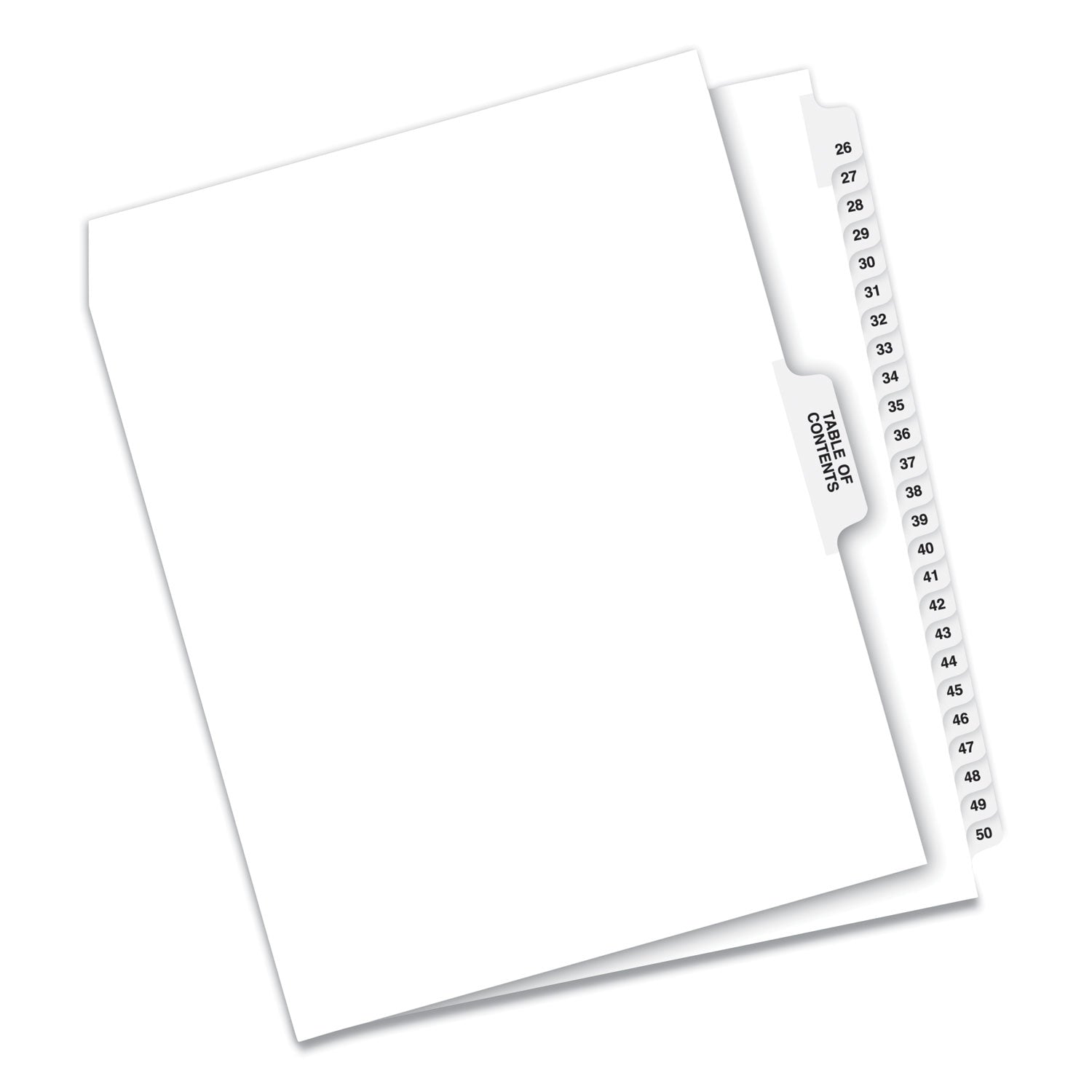 Preprinted Legal Exhibit Side Tab Index Dividers, Avery Style, 26-Tab, 26 to 50, 11 x 8.5, White, 1 Set (11372)