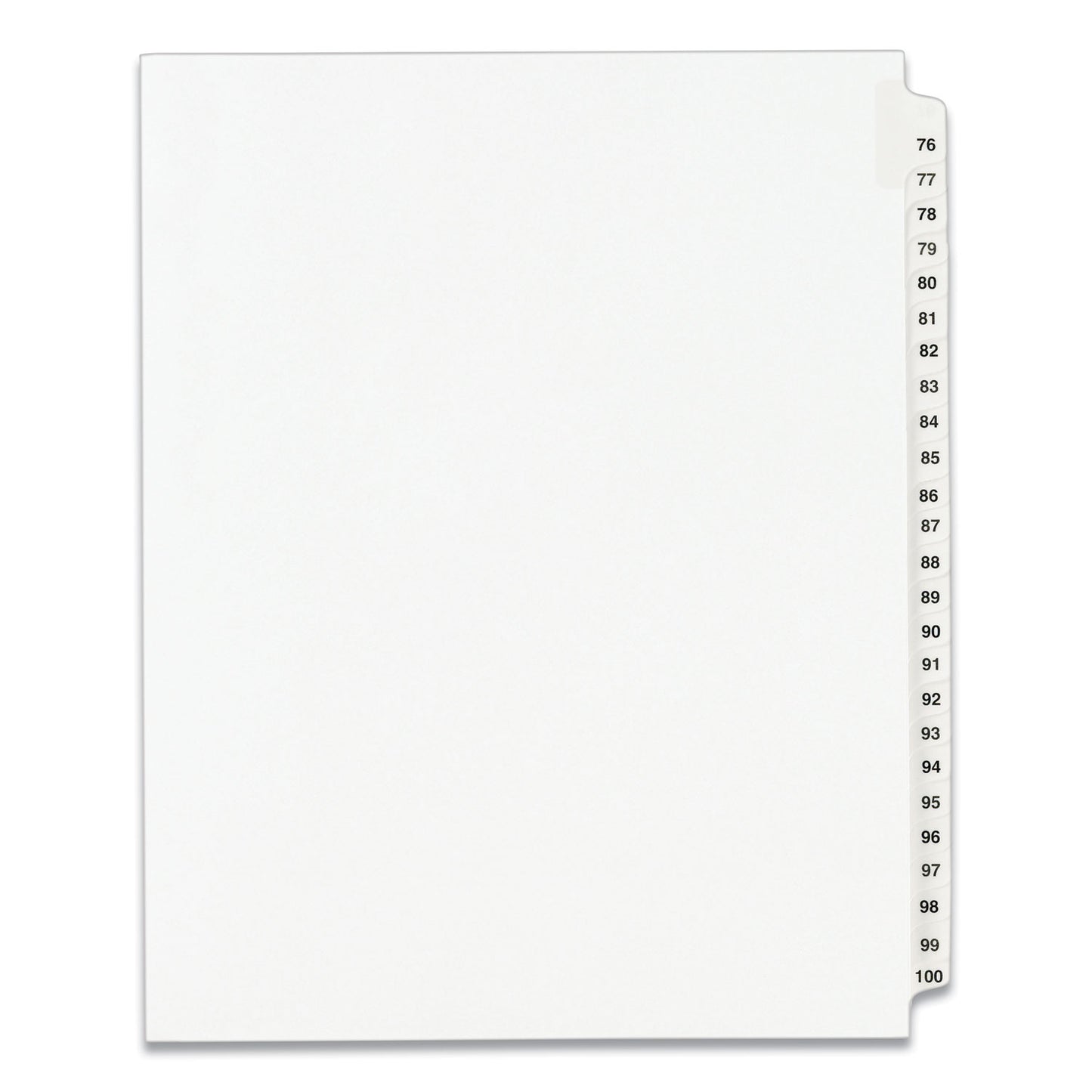 Preprinted Legal Exhibit Side Tab Index Dividers, Avery Style, 25-Tab, 76 to 100, 11 x 8.5, White, 1 Set, (1333) (01333)