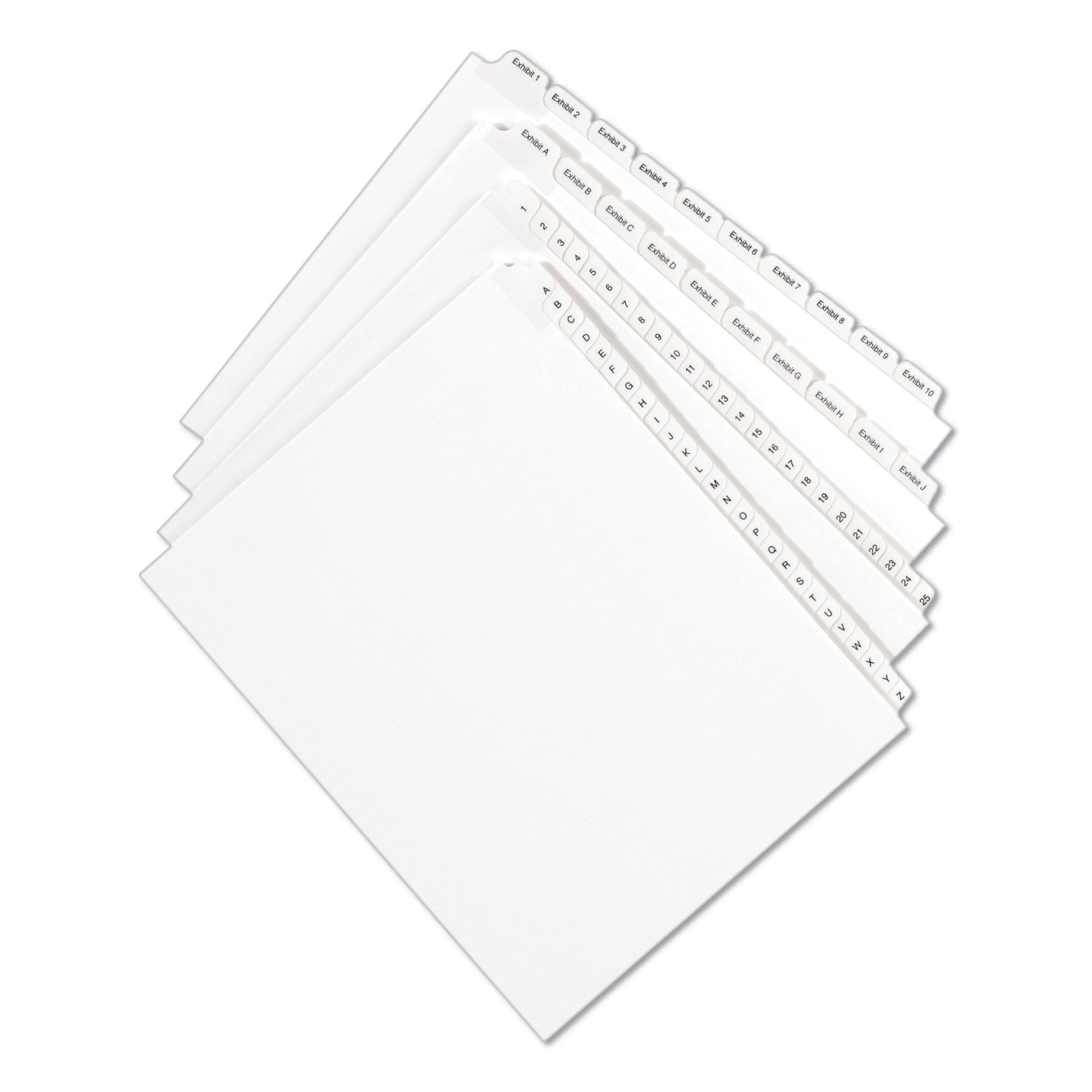 Avery Preprinted Legal Exhibit Side Tab Index Dividers, Allstate Style, 10-Tab, 4, 11 x 8.5, White, 25/Pack (82202)