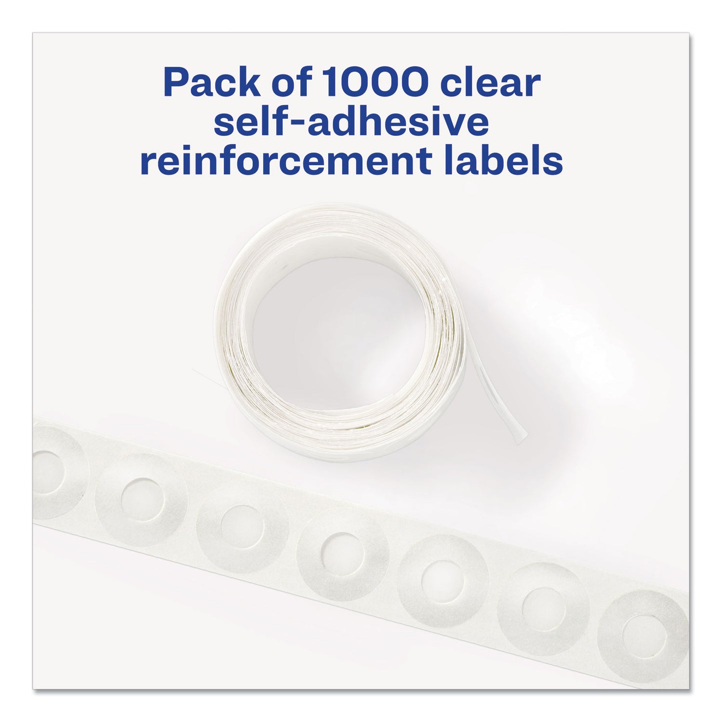 Avery Dispenser Pack Hole Reinforcements, 0.25" Dia, Clear, 1,000/Pack, (5722) (05722)