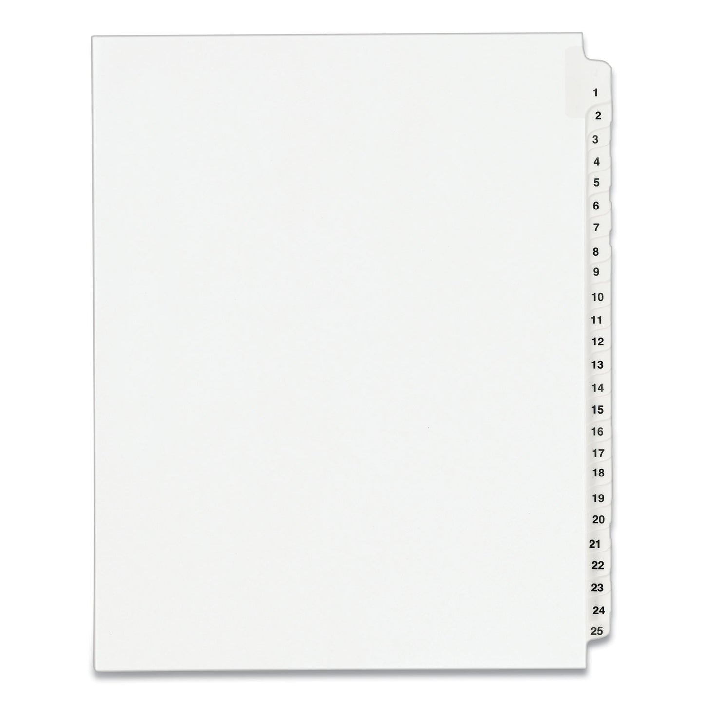 Preprinted Legal Exhibit Side Tab Index Dividers, Avery Style, 25-Tab, 1 to 25, 11 x 8.5, White, 1 Set, (1330) (01330)