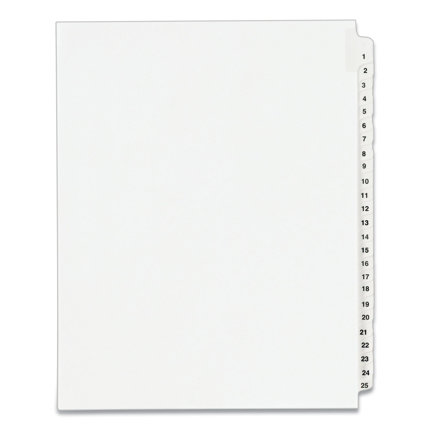 Preprinted Legal Exhibit Side Tab Index Dividers, Avery Style, 25-Tab, 1 to 25, 11 x 8.5, White, 1 Set, (1330) (01330)