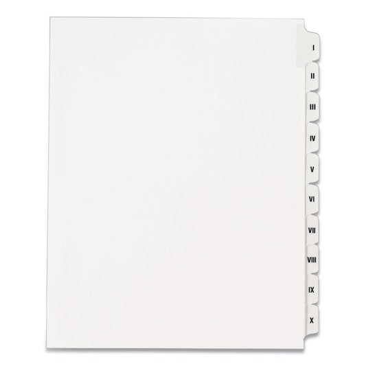 Avery Preprinted Legal Exhibit Side Tab Index Dividers, Allstate Style, 10-Tab, I to X, 11 x 8.5, White, 1 Set (82319)