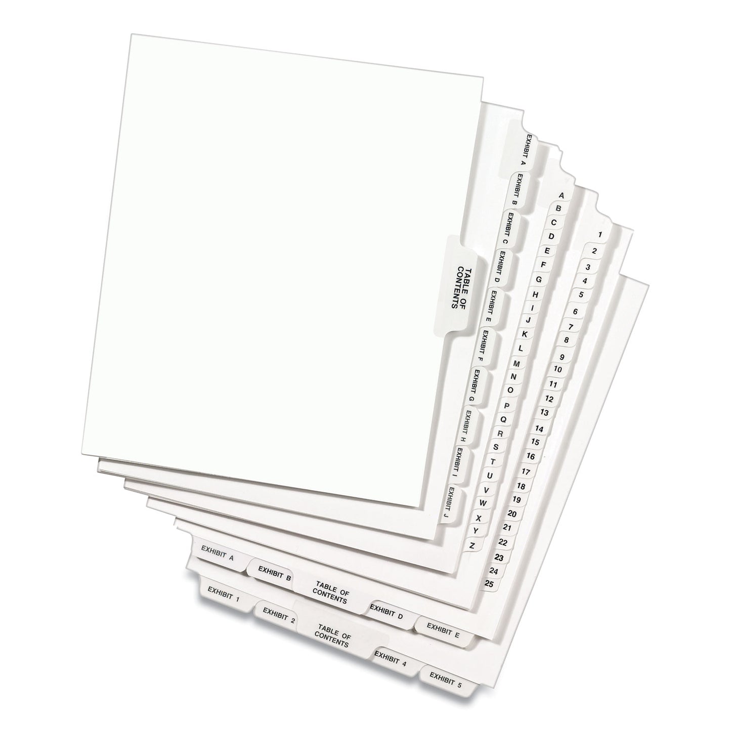 Preprinted Legal Exhibit Side Tab Index Dividers, Avery Style, 10-Tab, 6, 11 x 8.5, White, 25/Pack (11916)