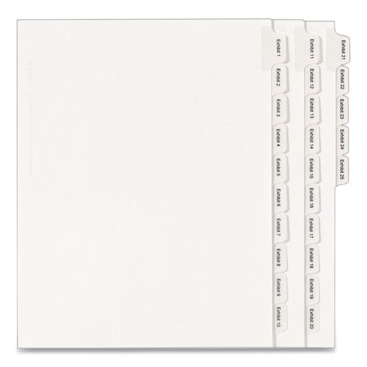 Avery Preprinted Legal Exhibit Side Tab Index Dividers, Allstate Style, 25-Tab, Exhibit 1 to Exhibit 25, 11 x 8.5, White, 1 Set (82106)