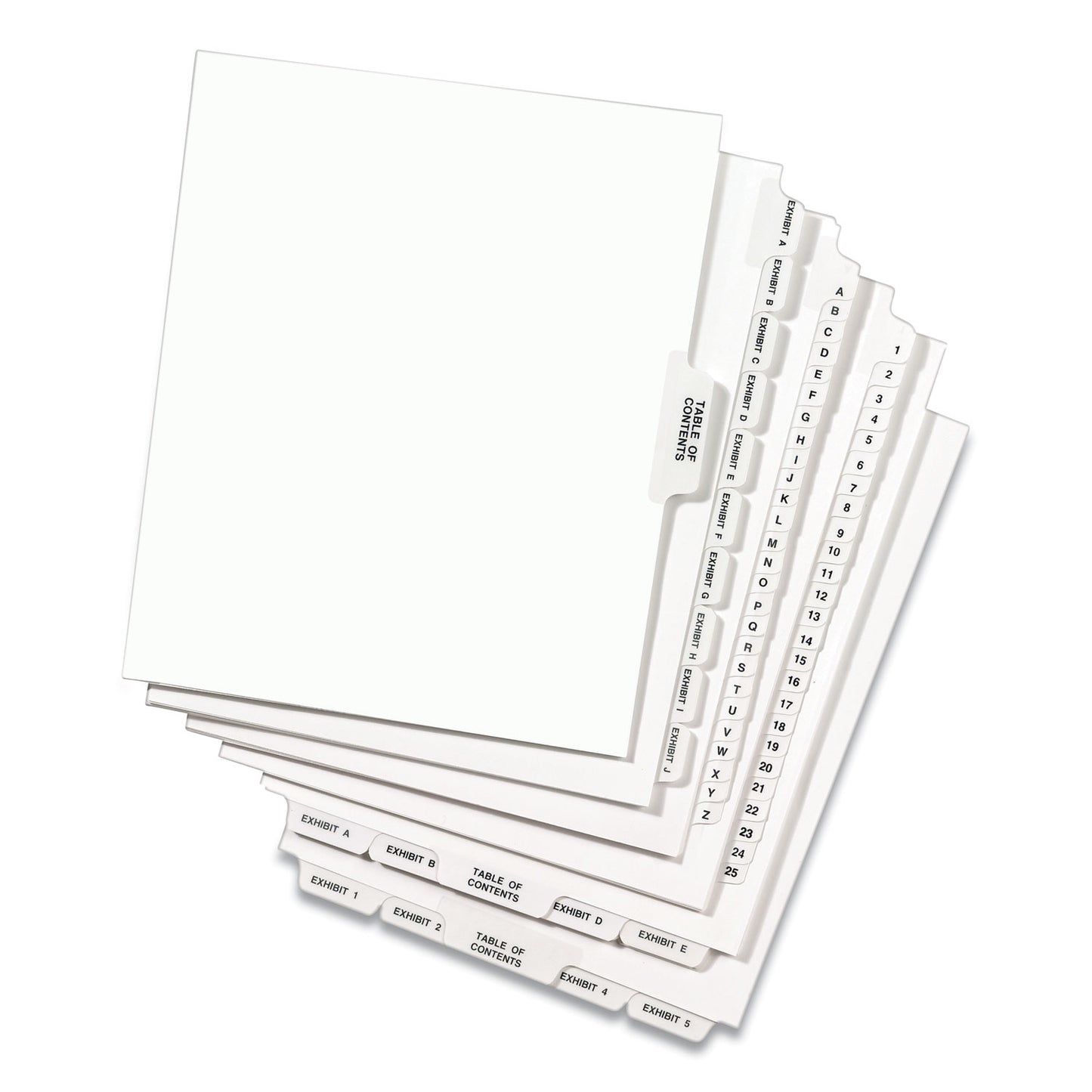 Preprinted Legal Exhibit Side Tab Index Dividers, Avery Style, 27-Tab, A to Z, 11 x 8.5, White, 1 Set (11374)