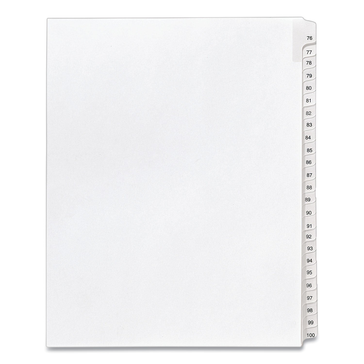 Avery Preprinted Legal Exhibit Side Tab Index Dividers, Allstate Style, 25-Tab, 76 to 100, 11 x 8.5, White, 1 Set, (1704) (01704)