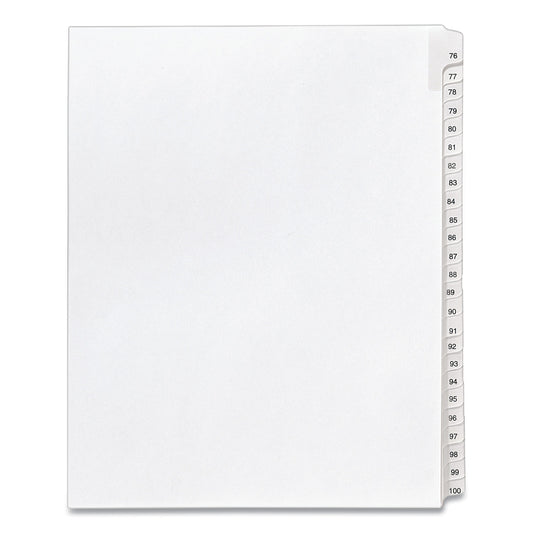 Avery Preprinted Legal Exhibit Side Tab Index Dividers, Allstate Style, 25-Tab, 76 to 100, 11 x 8.5, White, 1 Set, (1704) (01704)