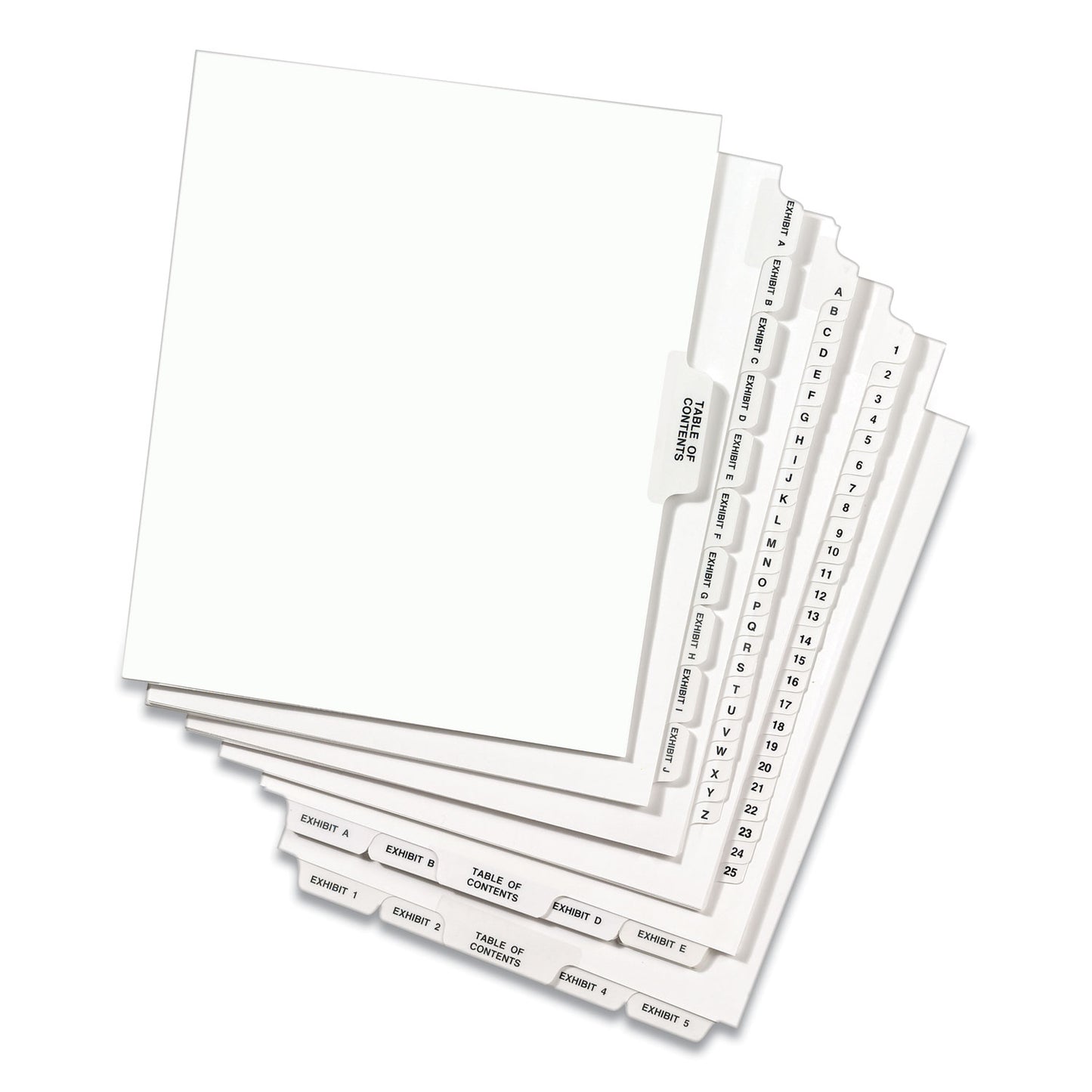 Preprinted Legal Exhibit Side Tab Index Dividers, Avery Style, 10-Tab, 9, 11 x 8.5, White, 25/Pack (11919)