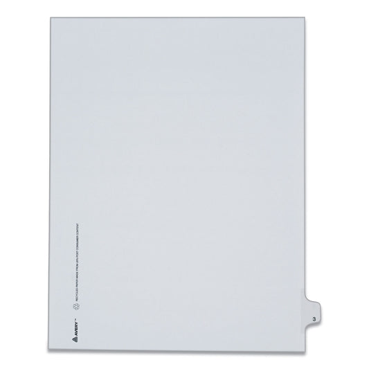 Avery Preprinted Legal Exhibit Side Tab Index Dividers, Allstate Style, 10-Tab, 3, 11 x 8.5, White, 25/Pack (82201)