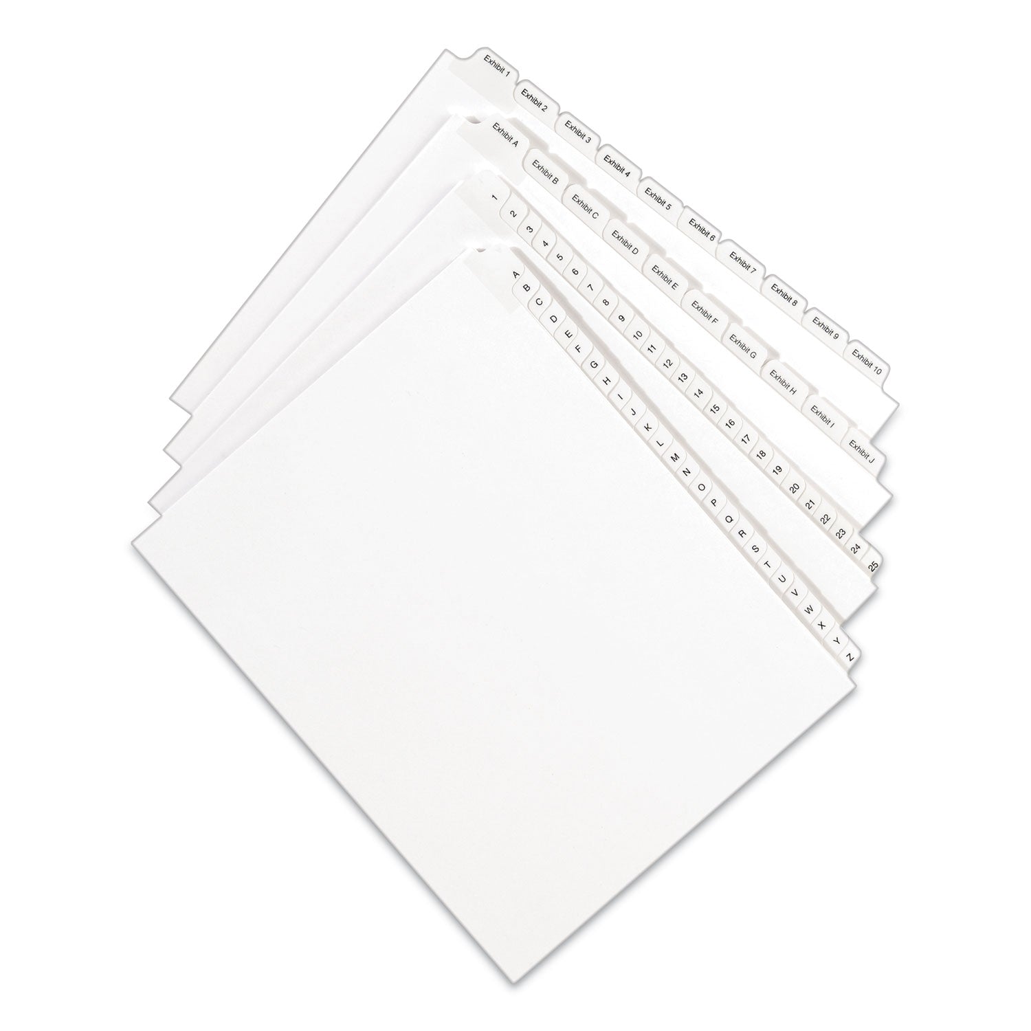 Avery Preprinted Legal Exhibit Side Tab Index Dividers, Allstate Style, 25-Tab, Exhibit 1 to Exhibit 25, 11 x 8.5, White, 1 Set (82106)