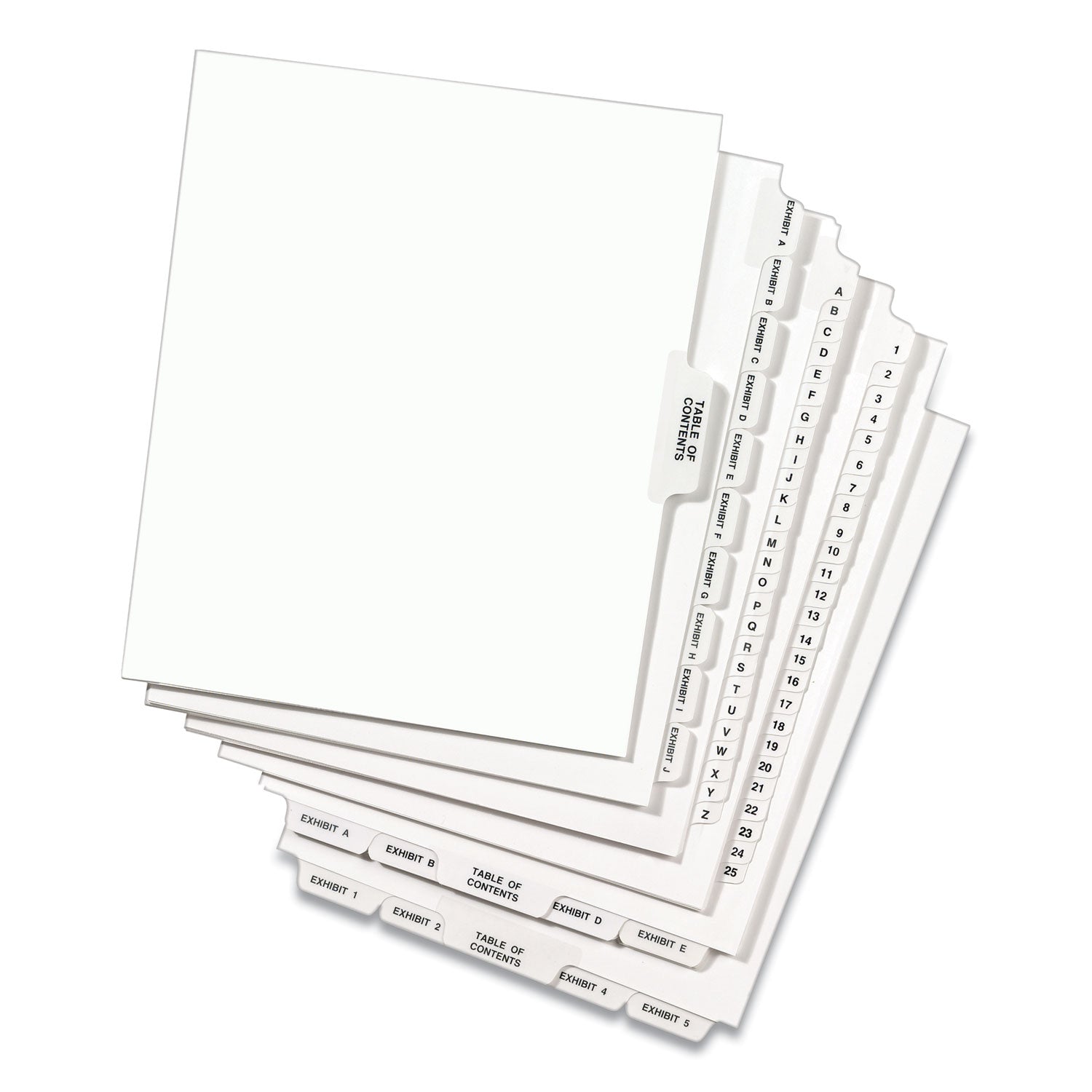 Preprinted Legal Exhibit Side Tab Index Dividers, Avery Style, 26-Tab, A to Z, 11 x 8.5, White, 1 Set, (1400) (01400)