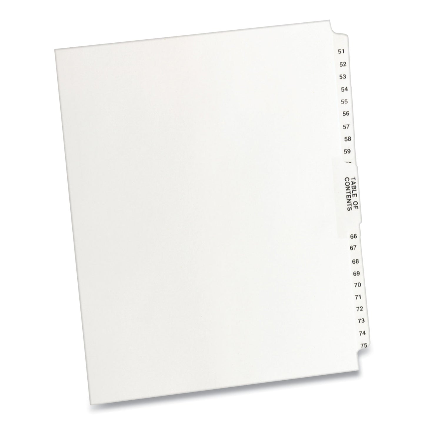 Preprinted Legal Exhibit Side Tab Index Dividers, Avery Style, 26-Tab, 51 to 75, 11 x 8.5, White, 1 Set (11396)