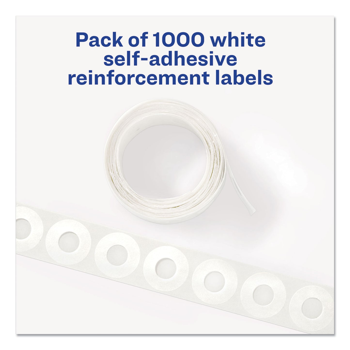 Avery Dispenser Pack Hole Reinforcements, 0.25" Dia, White, 1,000/Pack, (5720) (05720)