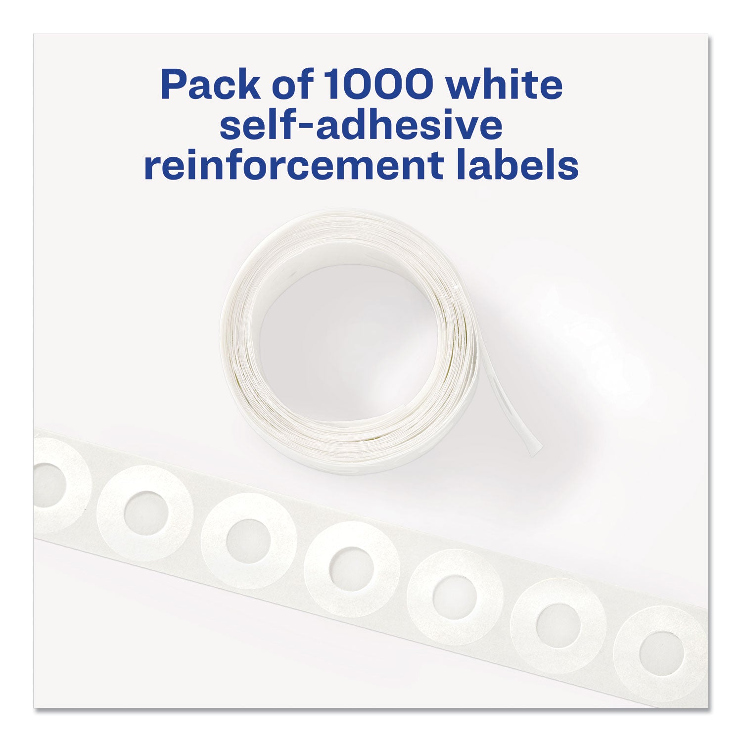 Avery Dispenser Pack Hole Reinforcements, 0.25" Dia, White, 1,000/Pack, (5720) (05720)