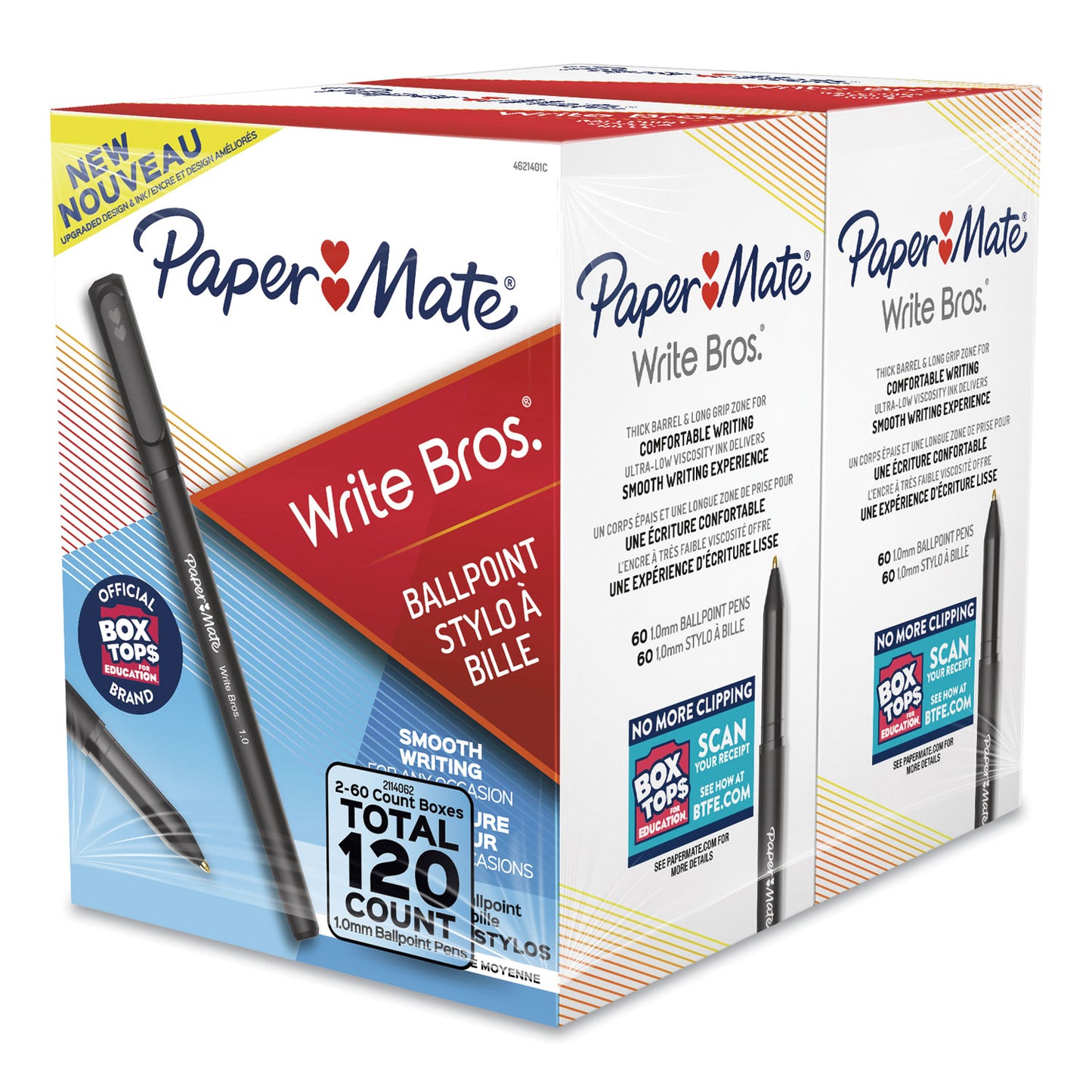 Paper Mate Write Bros. Ballpoint Pen Value Pack, Stick, Medium 1 mm, Black Ink, Black Barrel, 120/Pack (2096479)