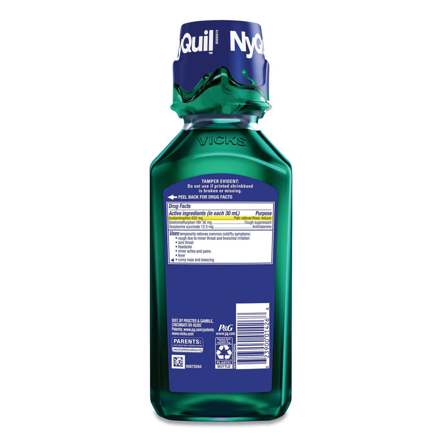 Vicks NyQuil Cold and Flu Nighttime Liquid, 12 oz Bottle (01426EA)