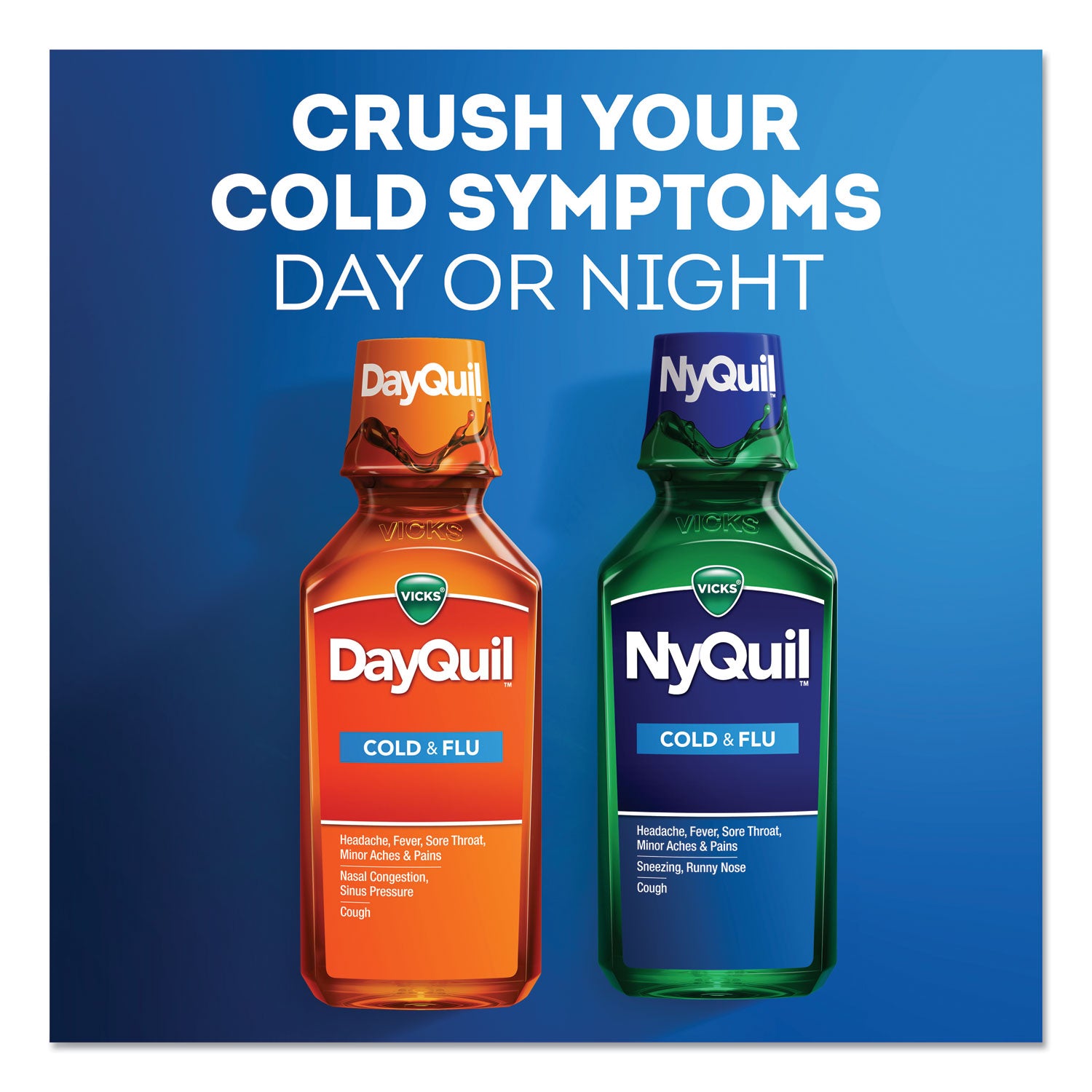 Vicks NyQuil Cold and Flu Nighttime Liquid, 12 oz Bottle, 12/Carton (01426)