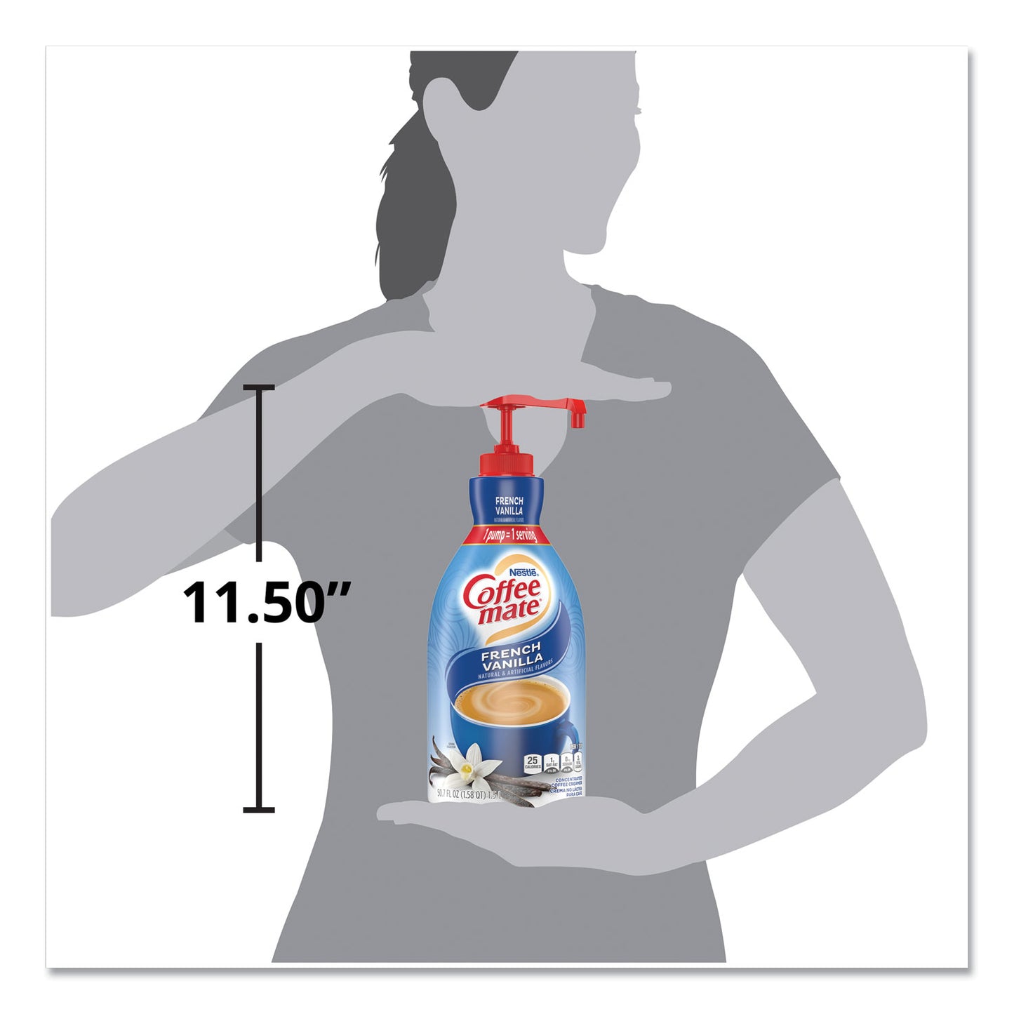 Coffee-mate Liquid Coffee Creamer, French Vanilla, 1.5 Liter Pump Bottle, 2/Carton (31803CT)