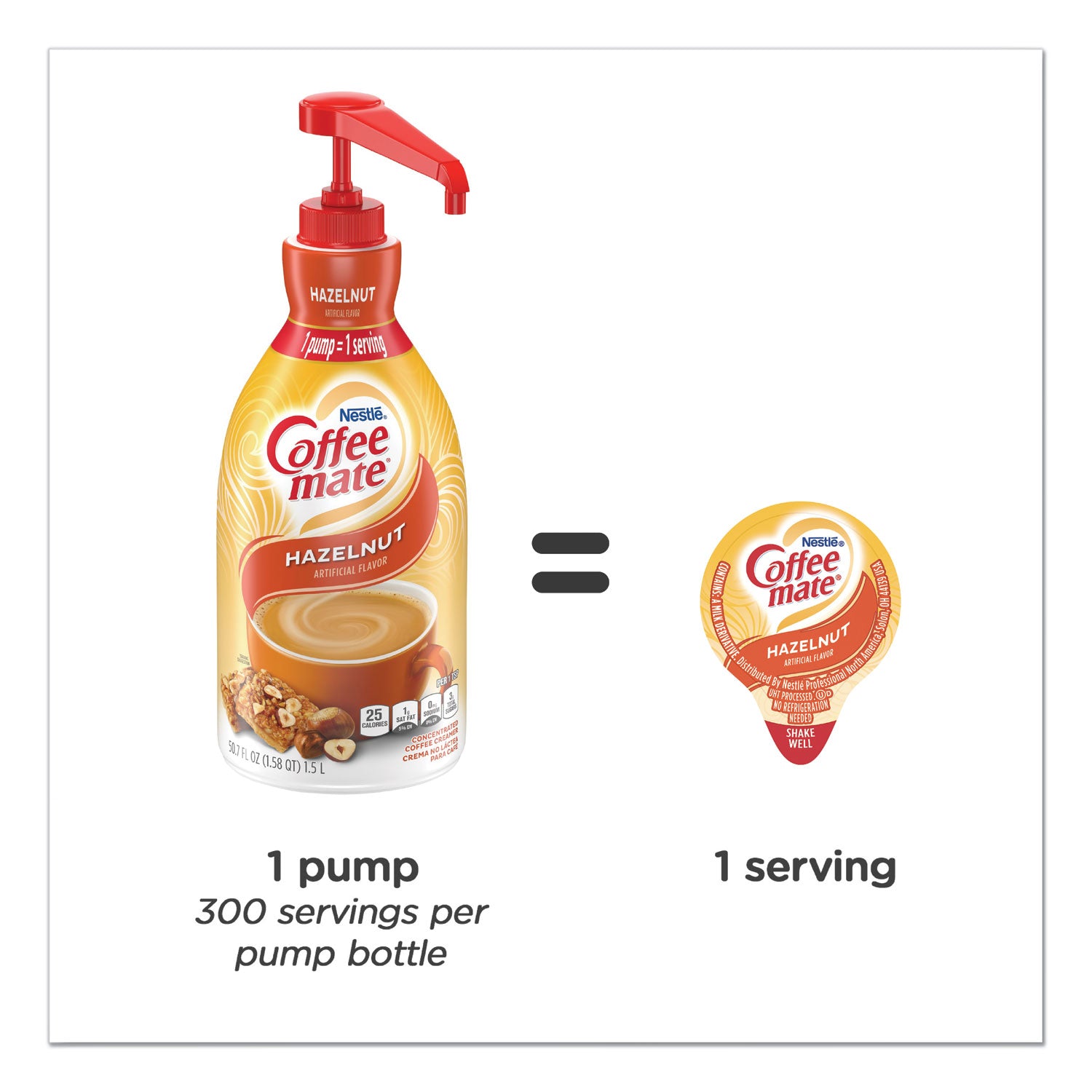 Coffee-mate Liquid Coffee Creamer, Hazelnut, 1500mL Pump Bottle (31831)